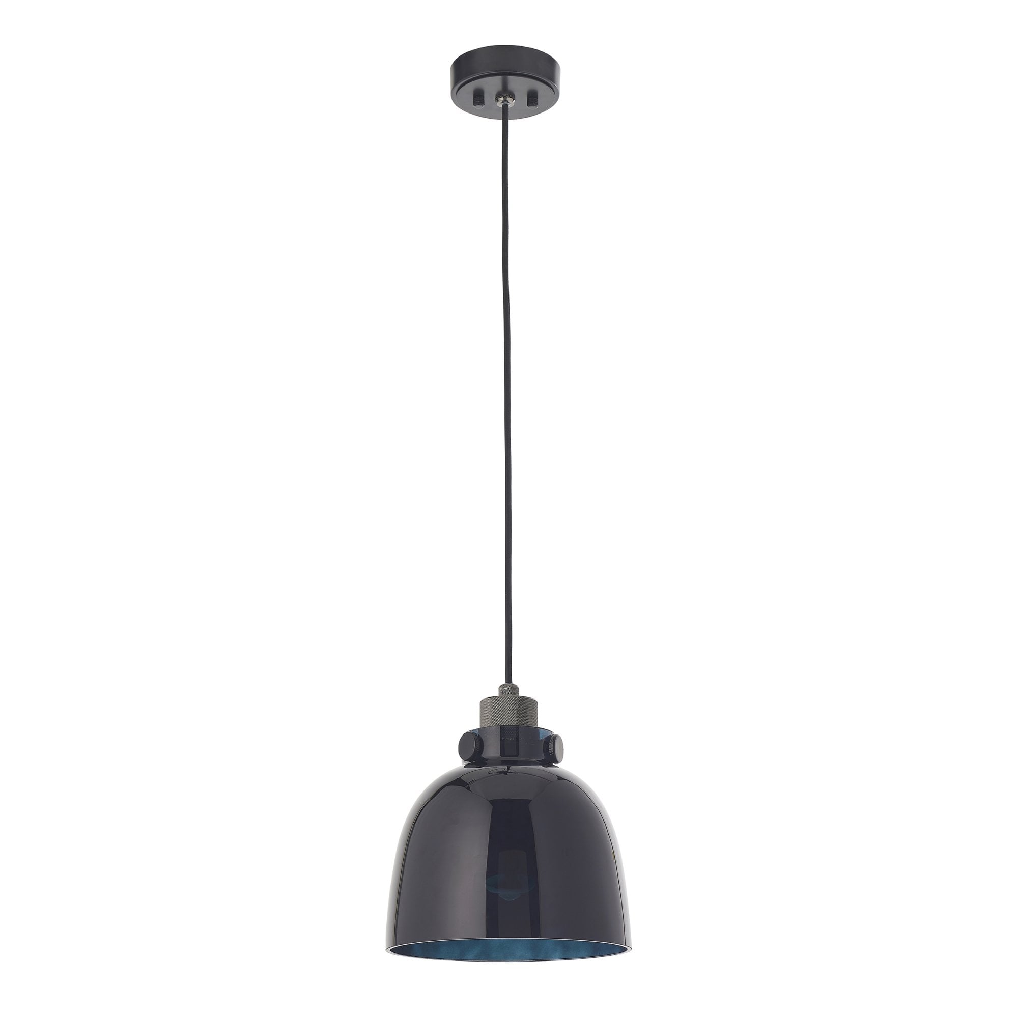 Utopia Metallic Single Pendant - Black Chrome With Black Tinted Glass
