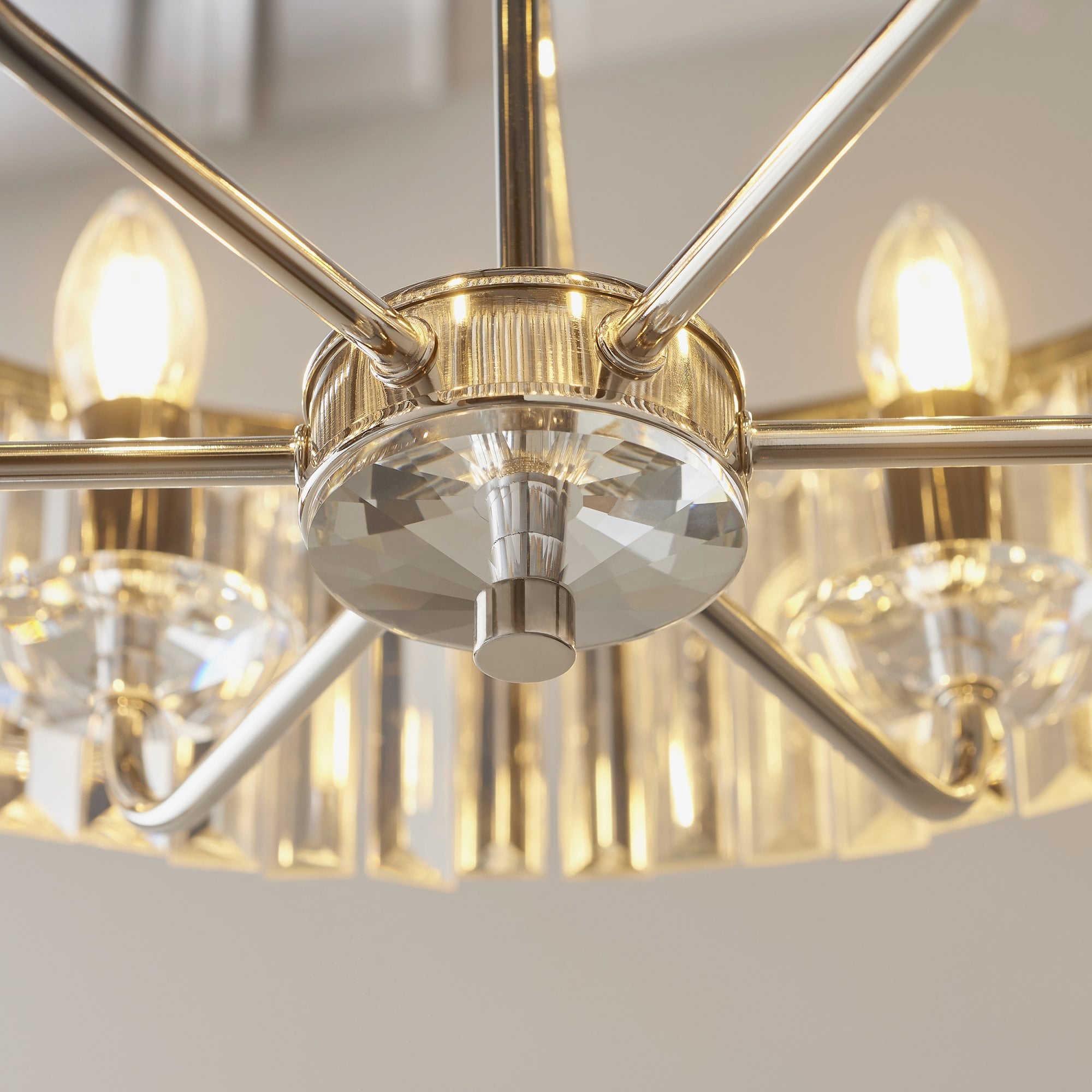 Utopia Martini 6 Light Pendant Chandelier - Bright Nickel And Clear Glass - 55cm Diameter