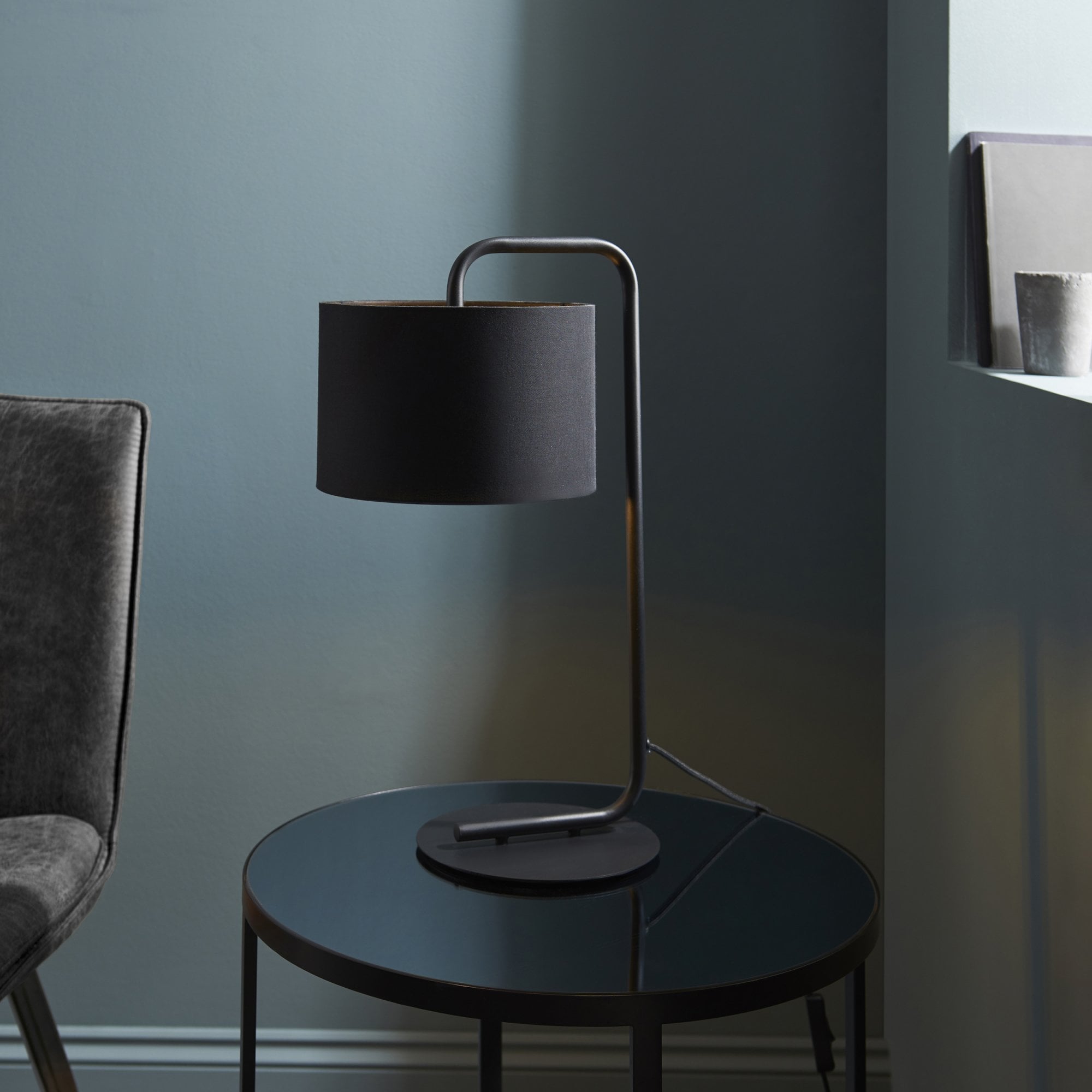 Utopia The Modern Table Lamp - Satin Black With Black Shade