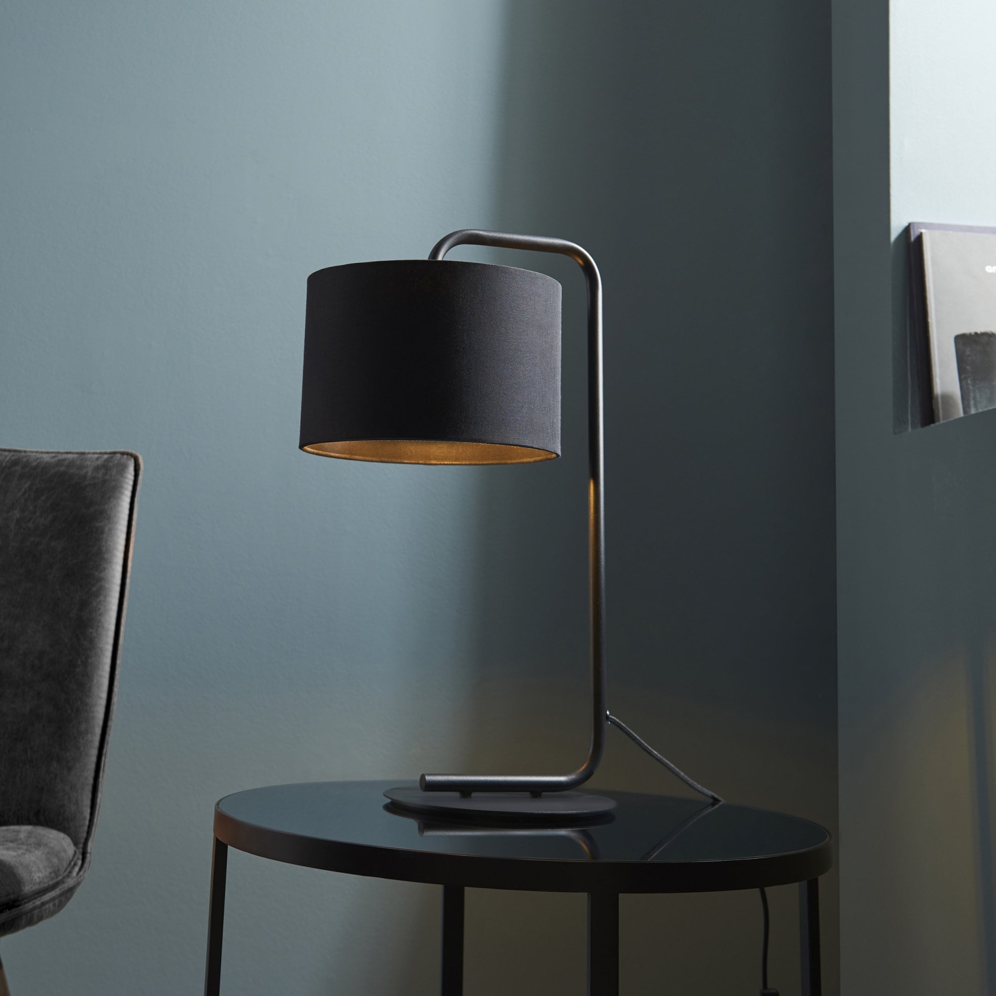 Utopia The Modern Table Lamp - Satin Black With Black Shade