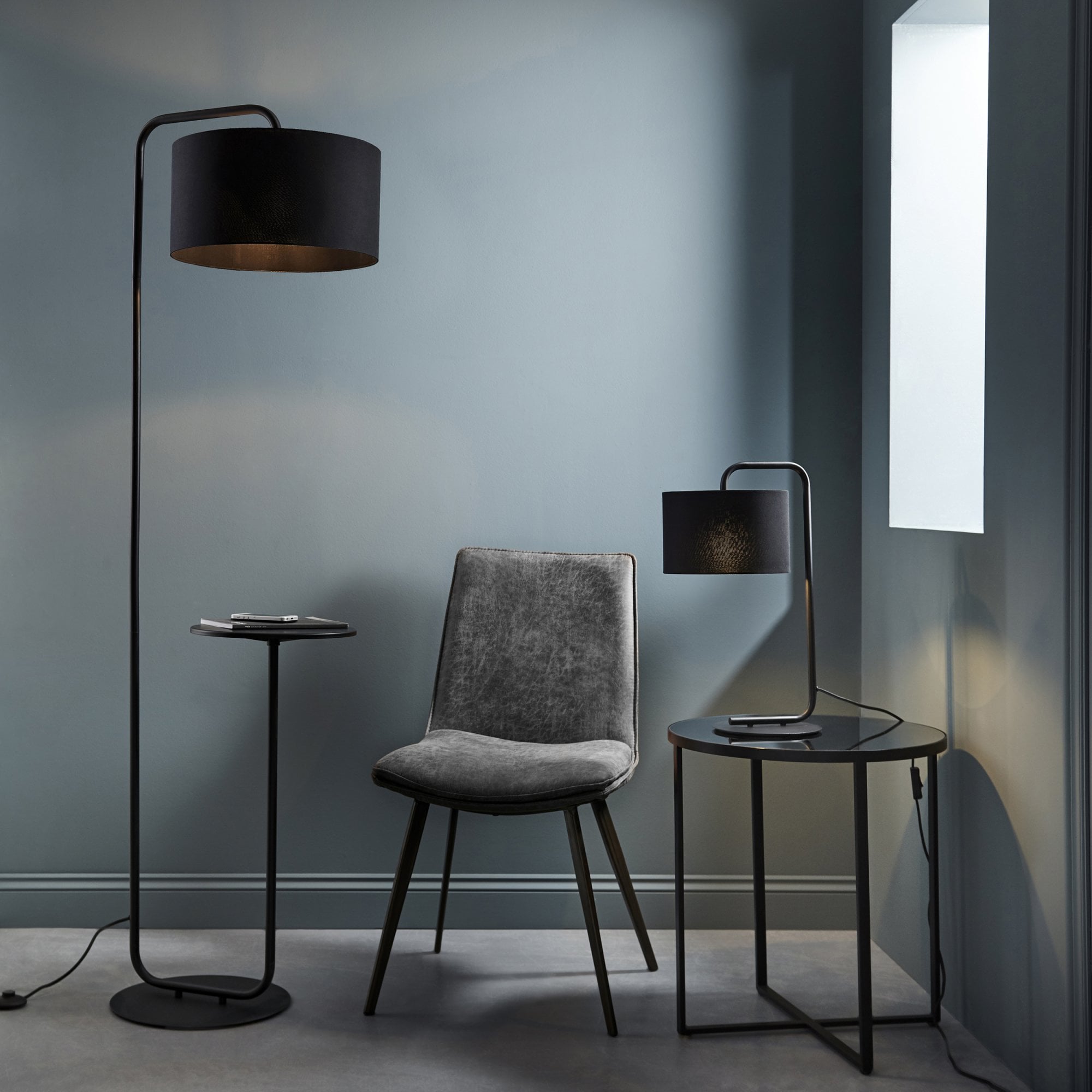 Utopia The Modern Table Lamp - Satin Black With Black Shade