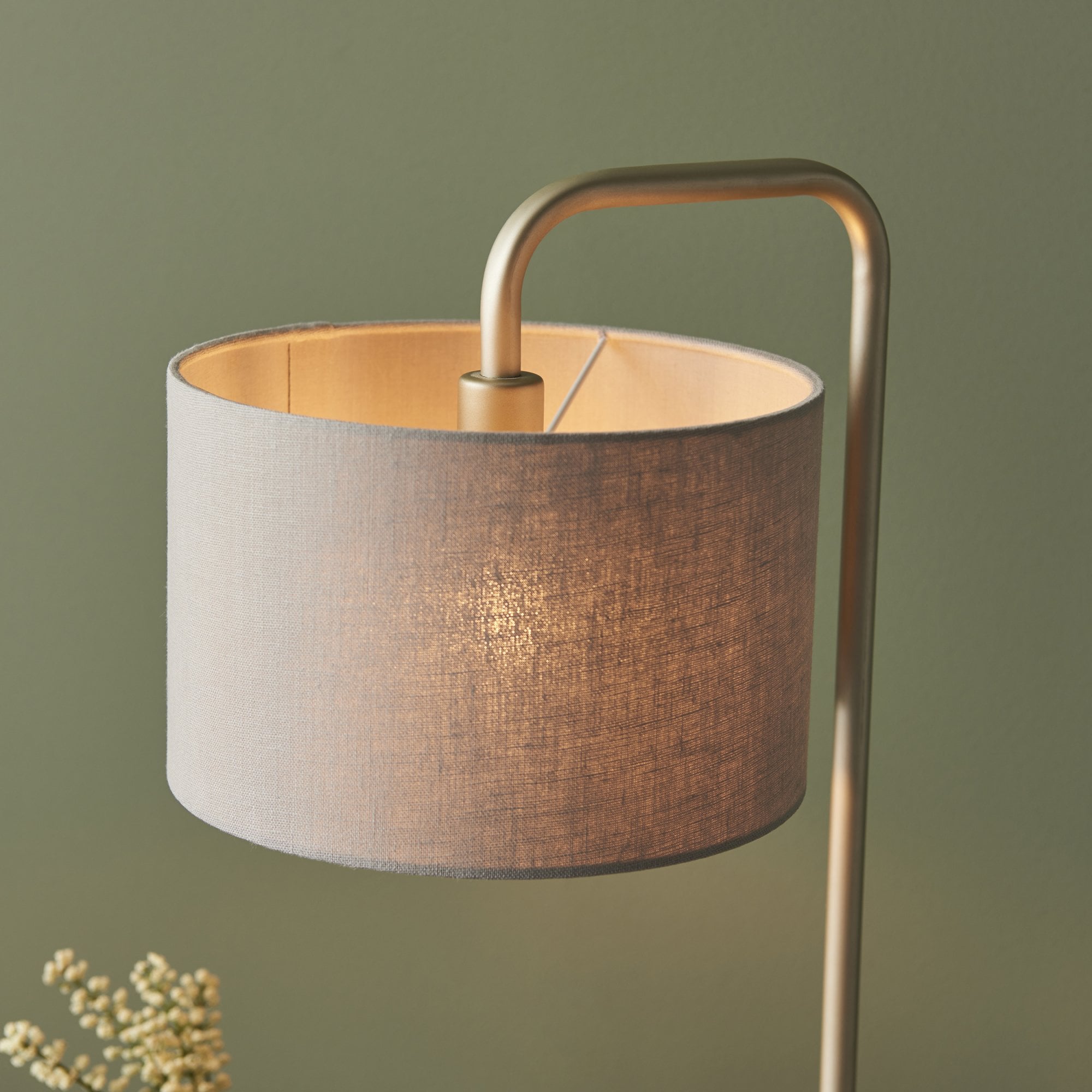 Utopia The Modern Table Lamp - Satin Champagne With Slate Grey Shade