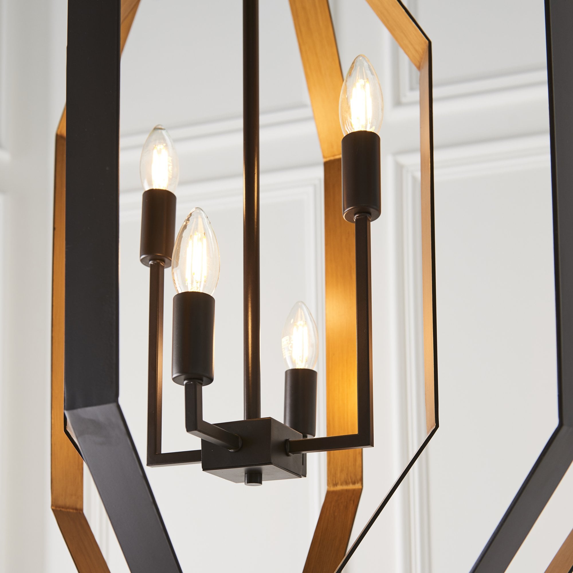 Utopia Octagon 4 Light Pendant - Aged Bronze And Antique Gold - 64cm Diameter