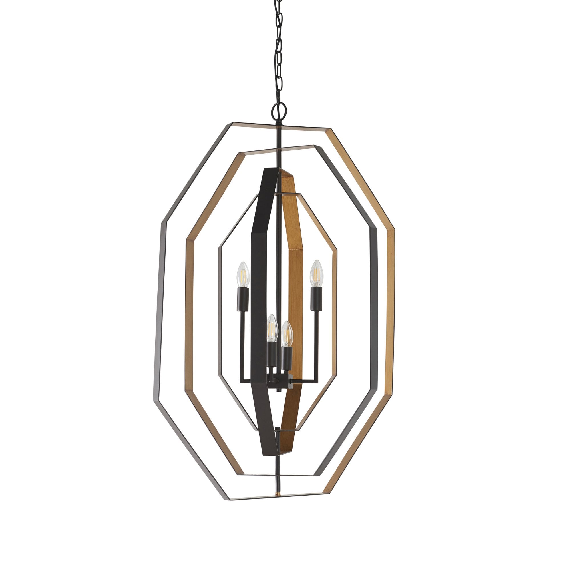 Utopia Octagon 4 Light Pendant - Aged Bronze And Antique Gold - 64cm Diameter