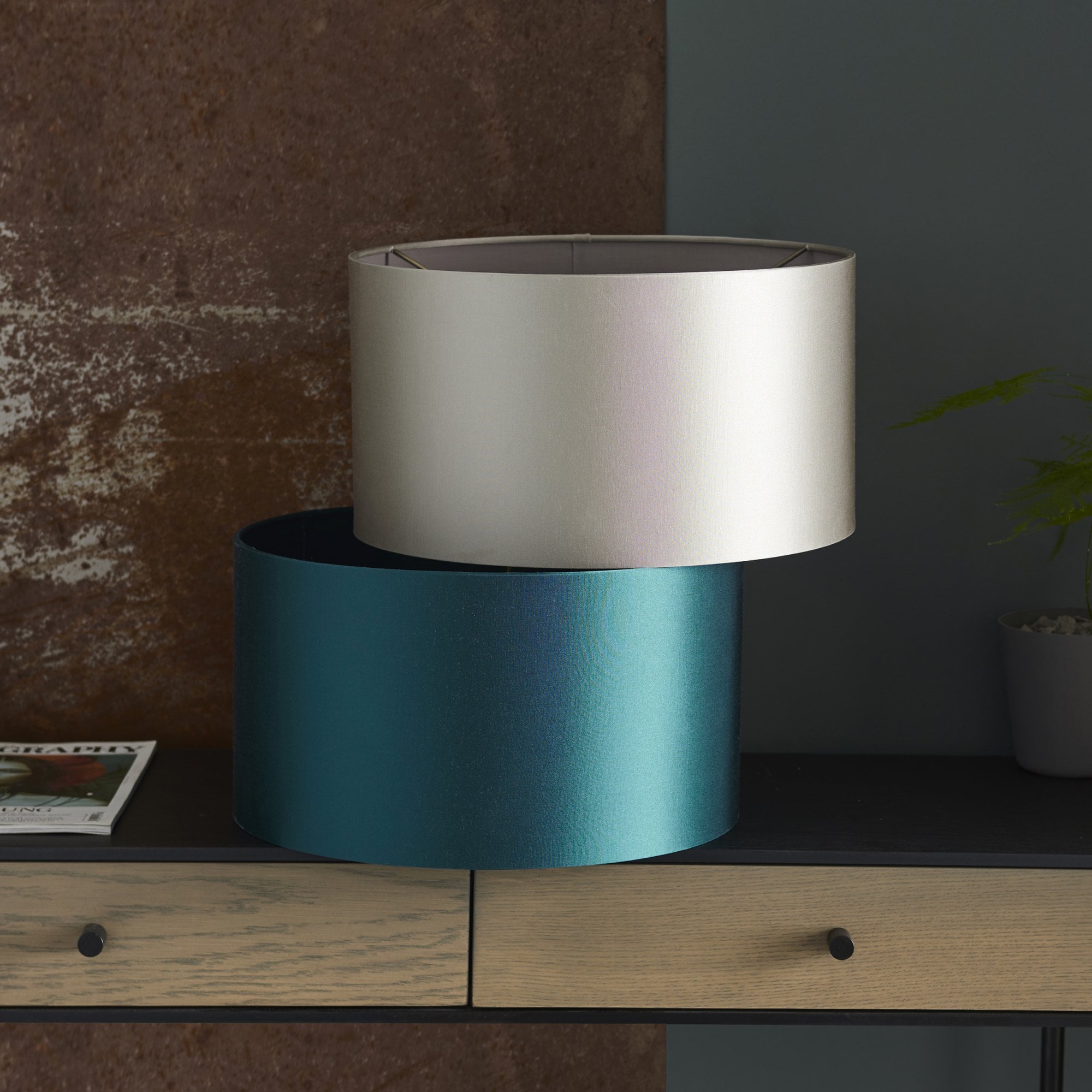 Utopia Peacock Cylinder - Shade Only Teal - 38cm Diameter - Shade Only