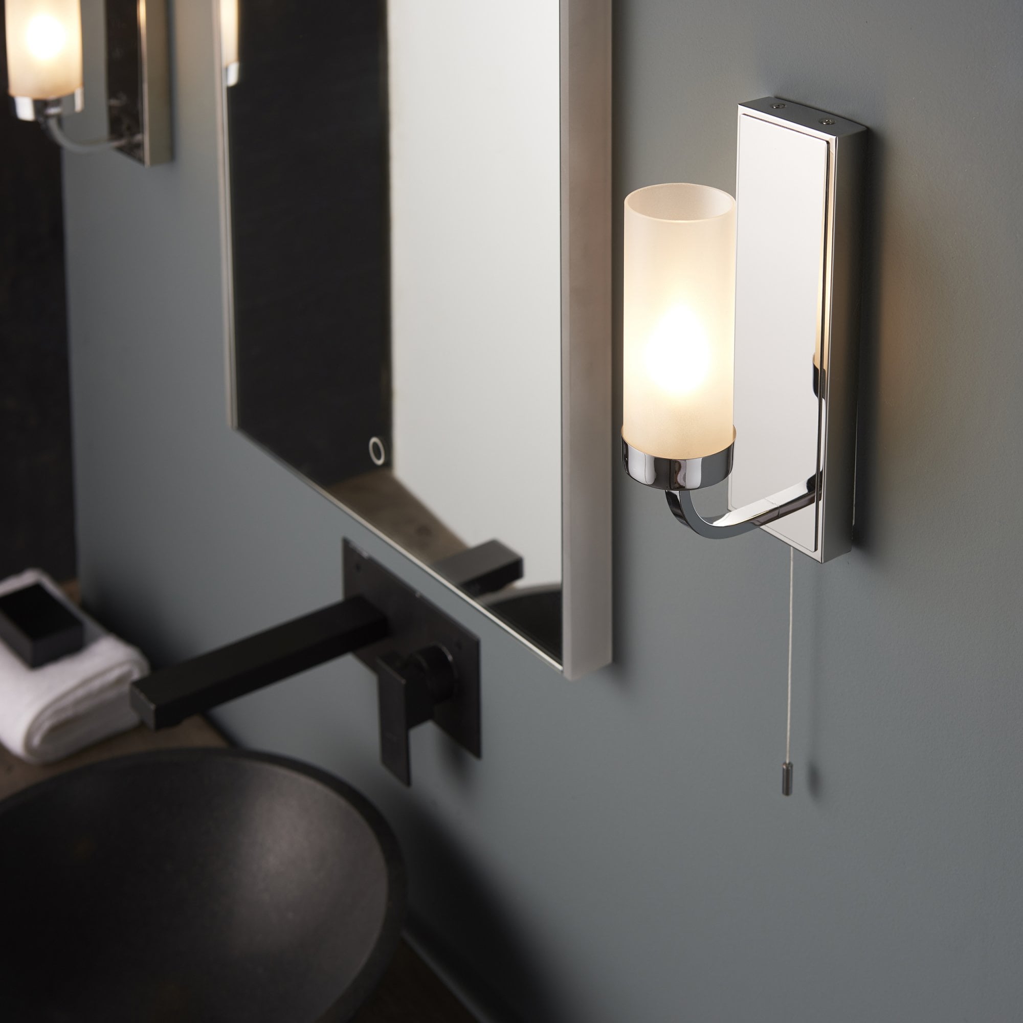 Endon Edrea IP44 Bathroom Light - Chrome With Frosted Glass Shade