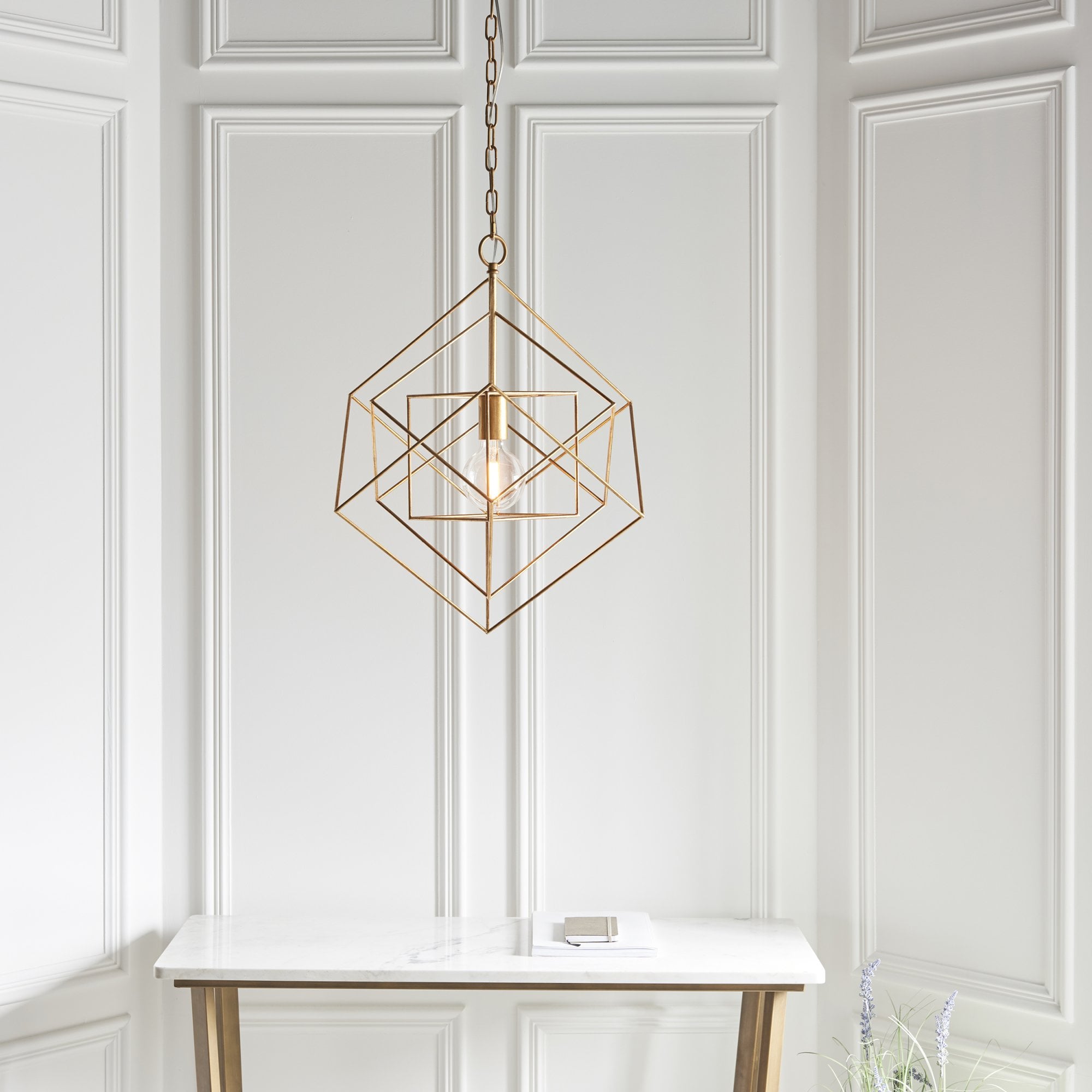 Utopia Frame Single Medium Pendant - Antique Gold - 50cm Diameter