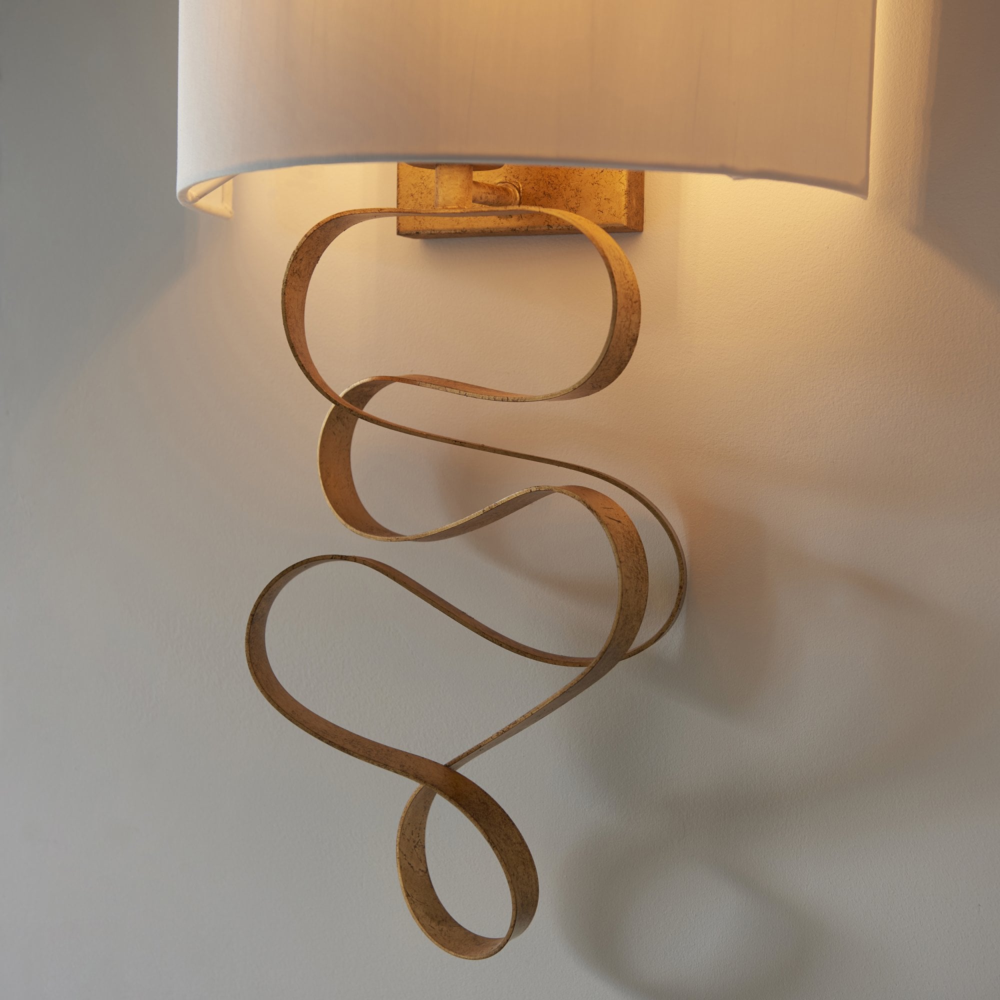 Utopia Swirl Wall Light - Gold And Ivory Shade