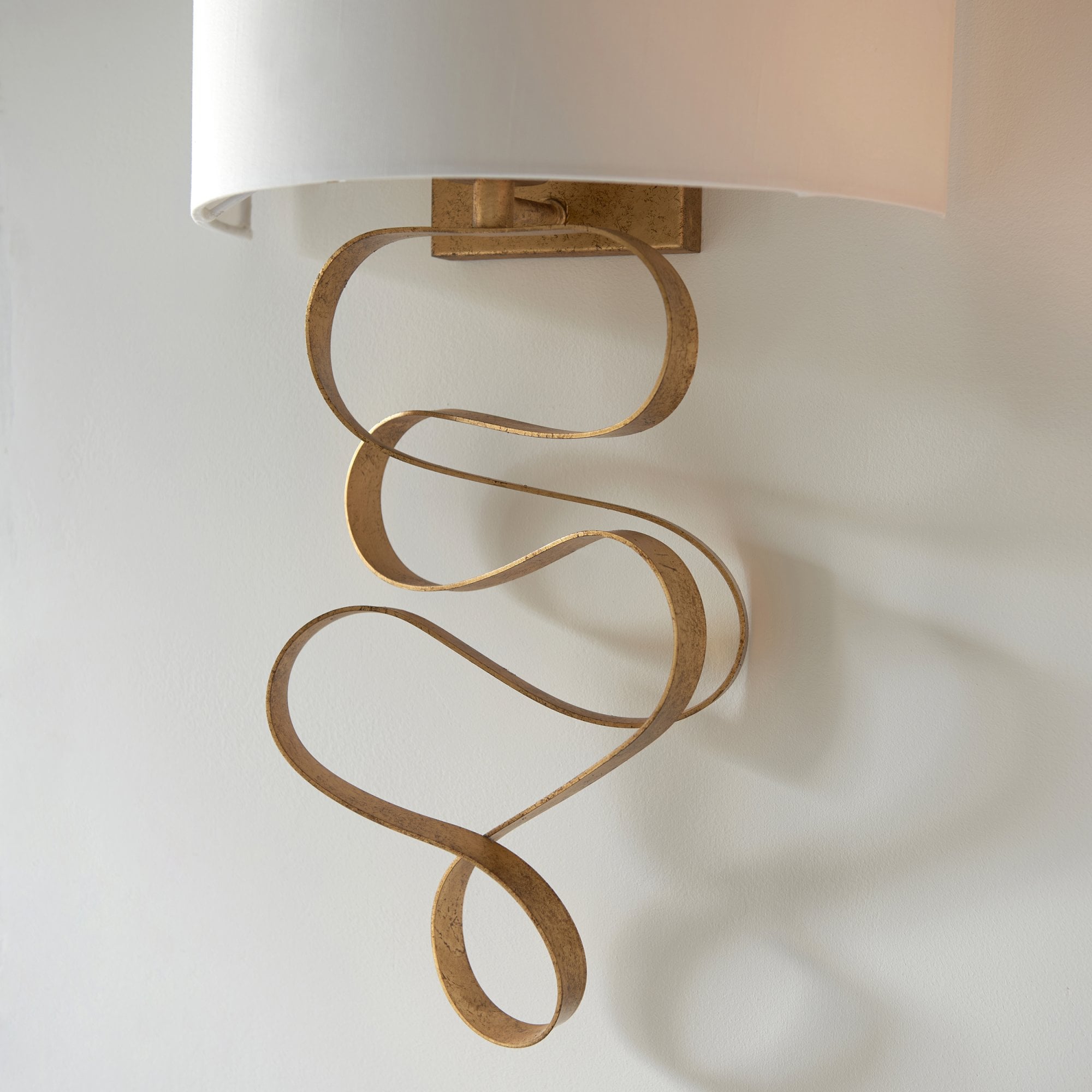 Utopia Swirl Wall Light - Gold And Ivory Shade