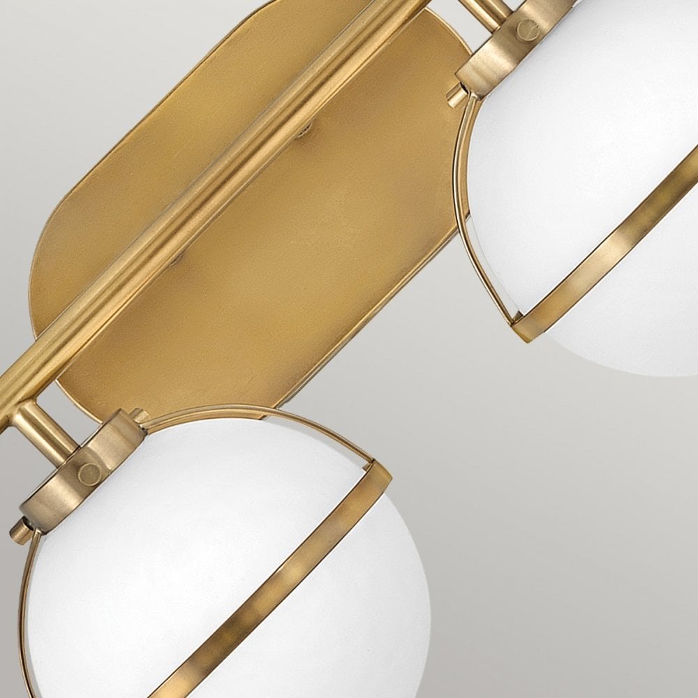 Hinkley Hollis 2 Light Wall Light - Opal - Heritage Brass