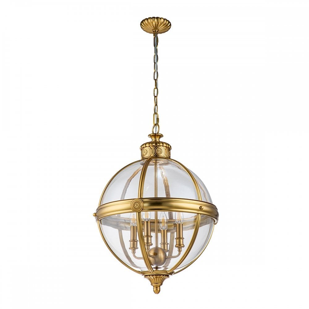 Feiss Adams 4 Light Pendant Chandelier - Brushed Brass
