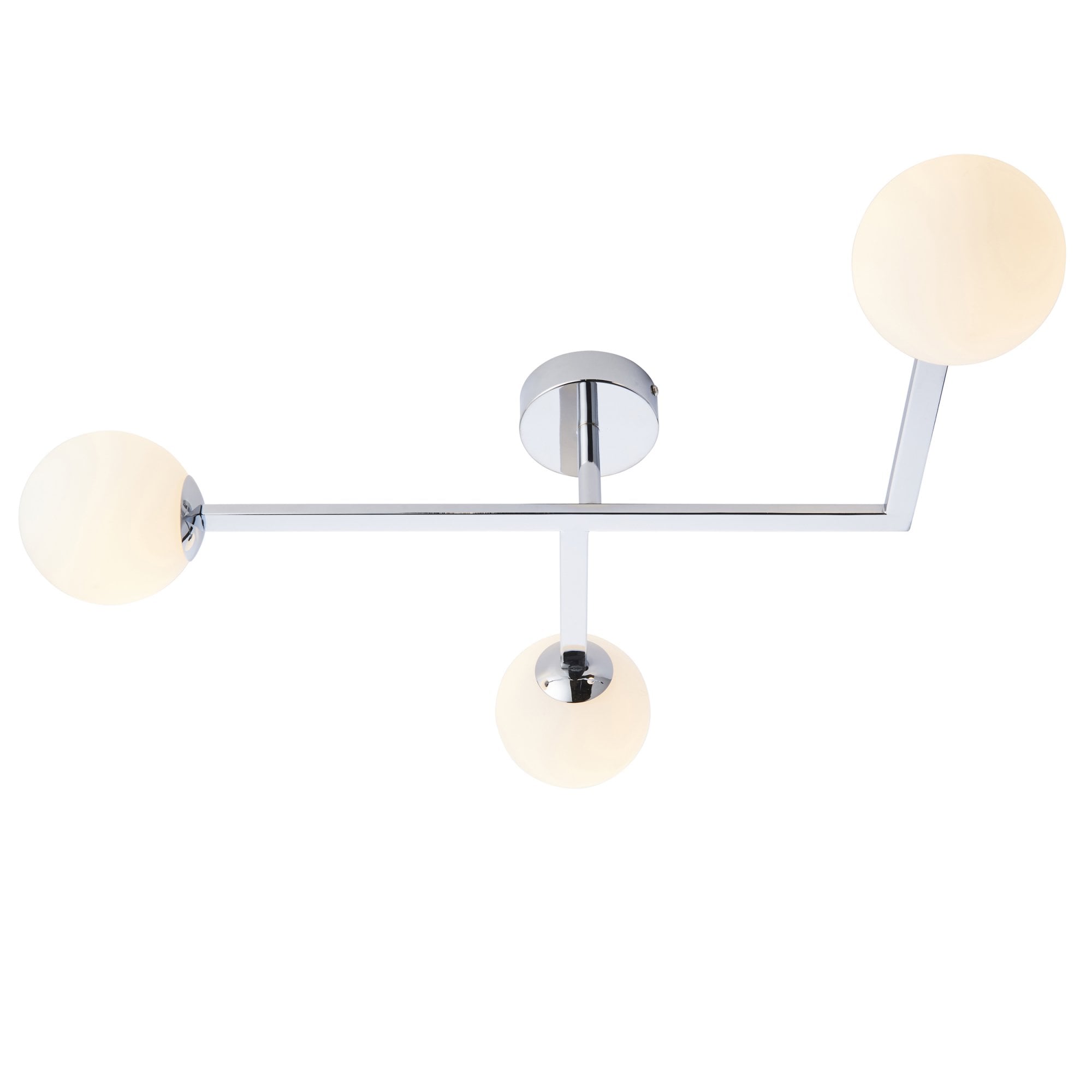 Endon Linear Metal Semi Flush Fitting - Chrome With White Globe