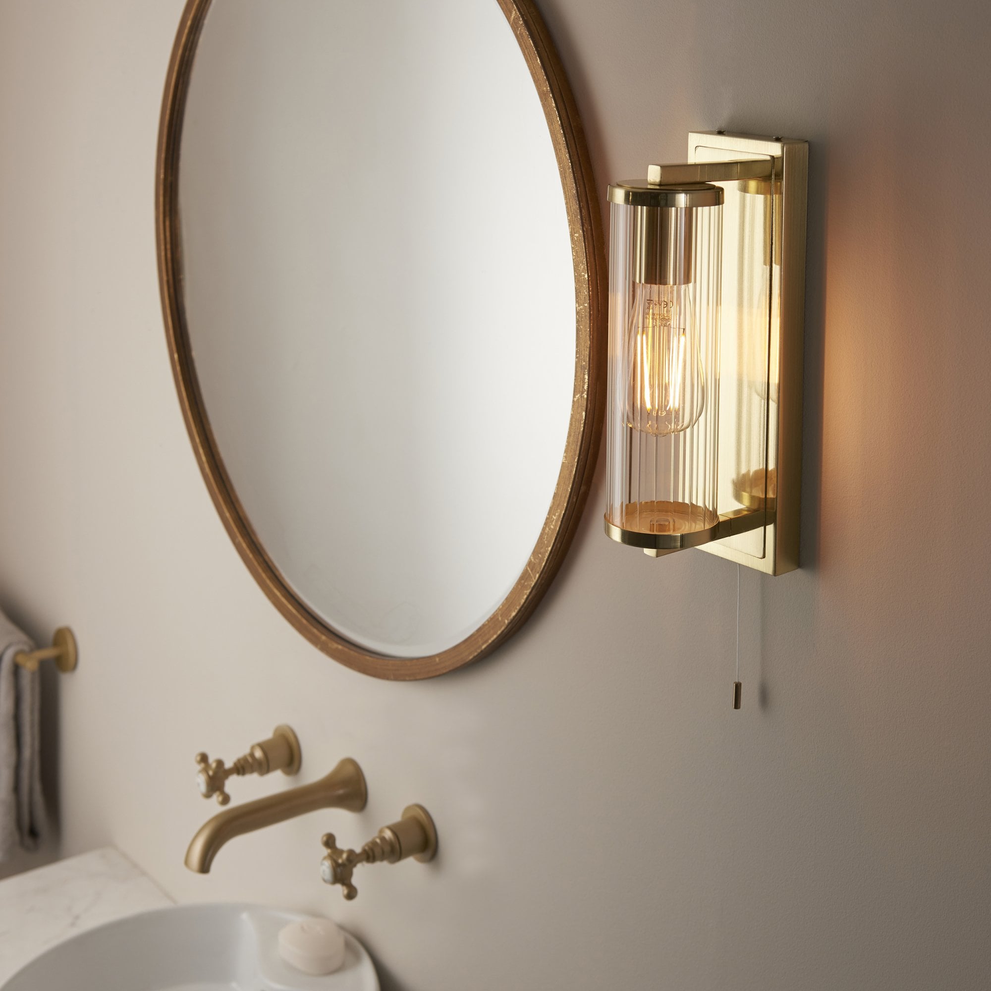 Endon Tube Wall Light - IP44 - Brushed Gold