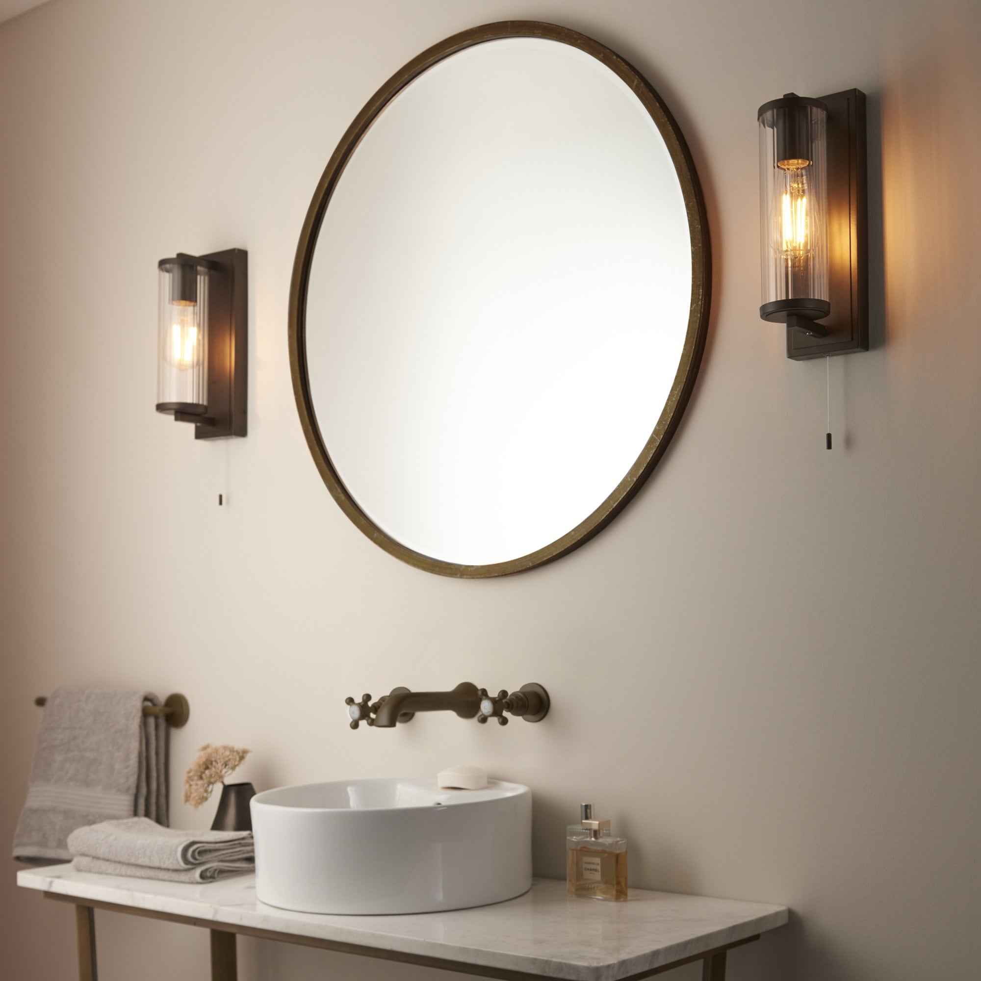 Utopia Tube Wall Light - IP44 - Dark Bronze