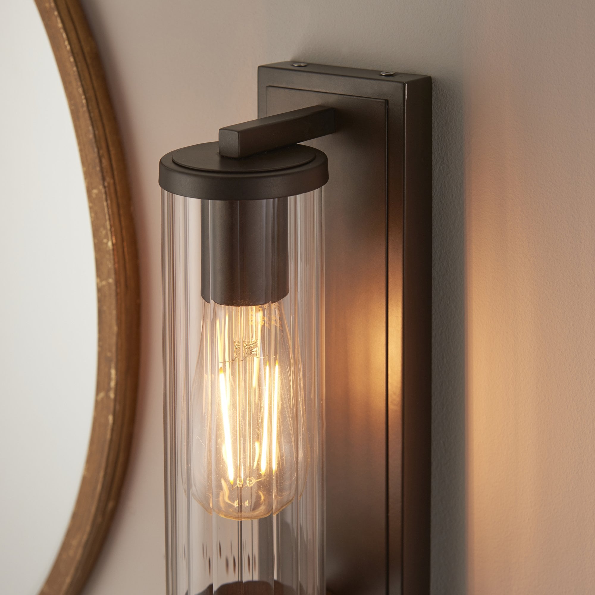 Utopia Tube Wall Light - IP44 - Dark Bronze