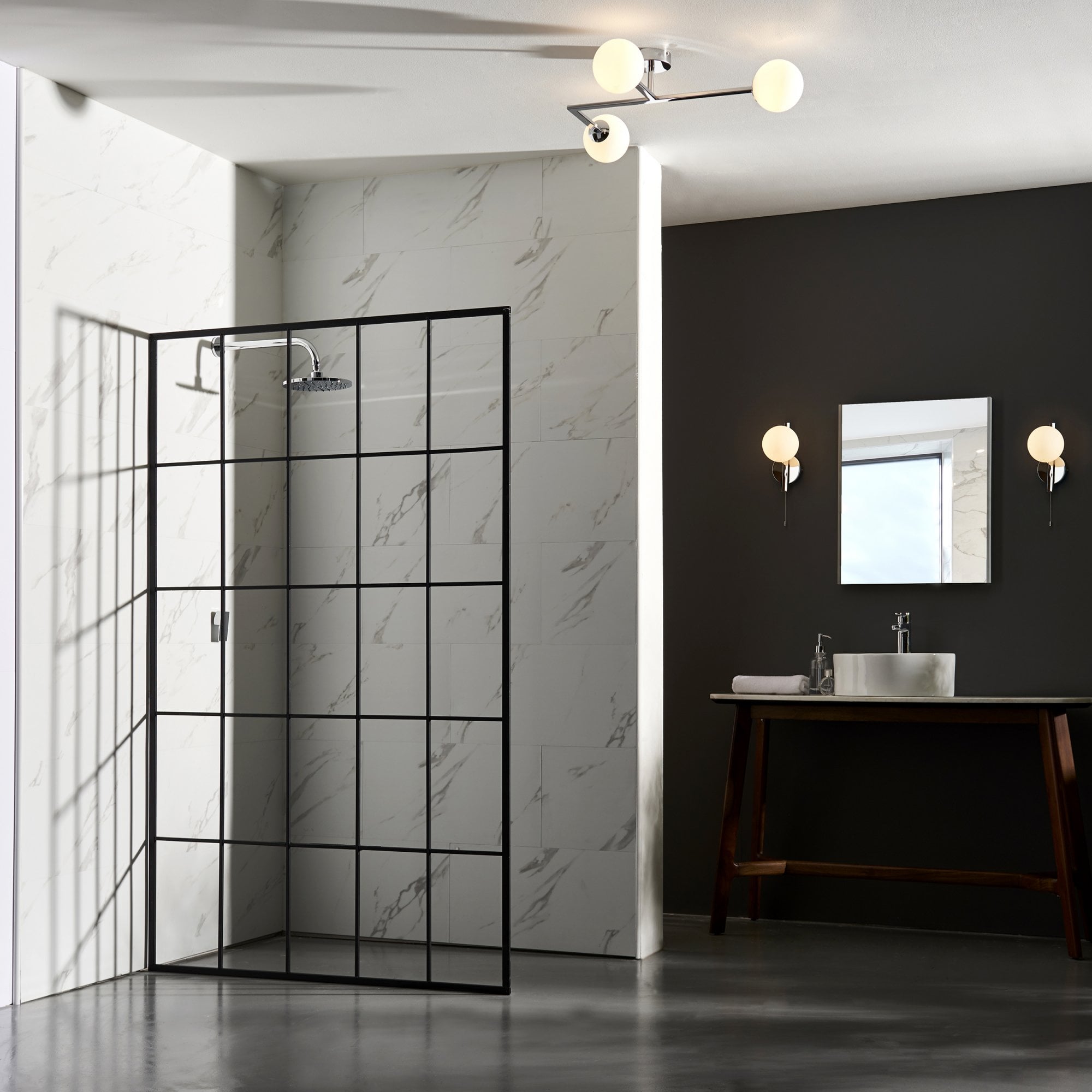 Utopia Linear Metal Wall Light - Chrome With White Globe