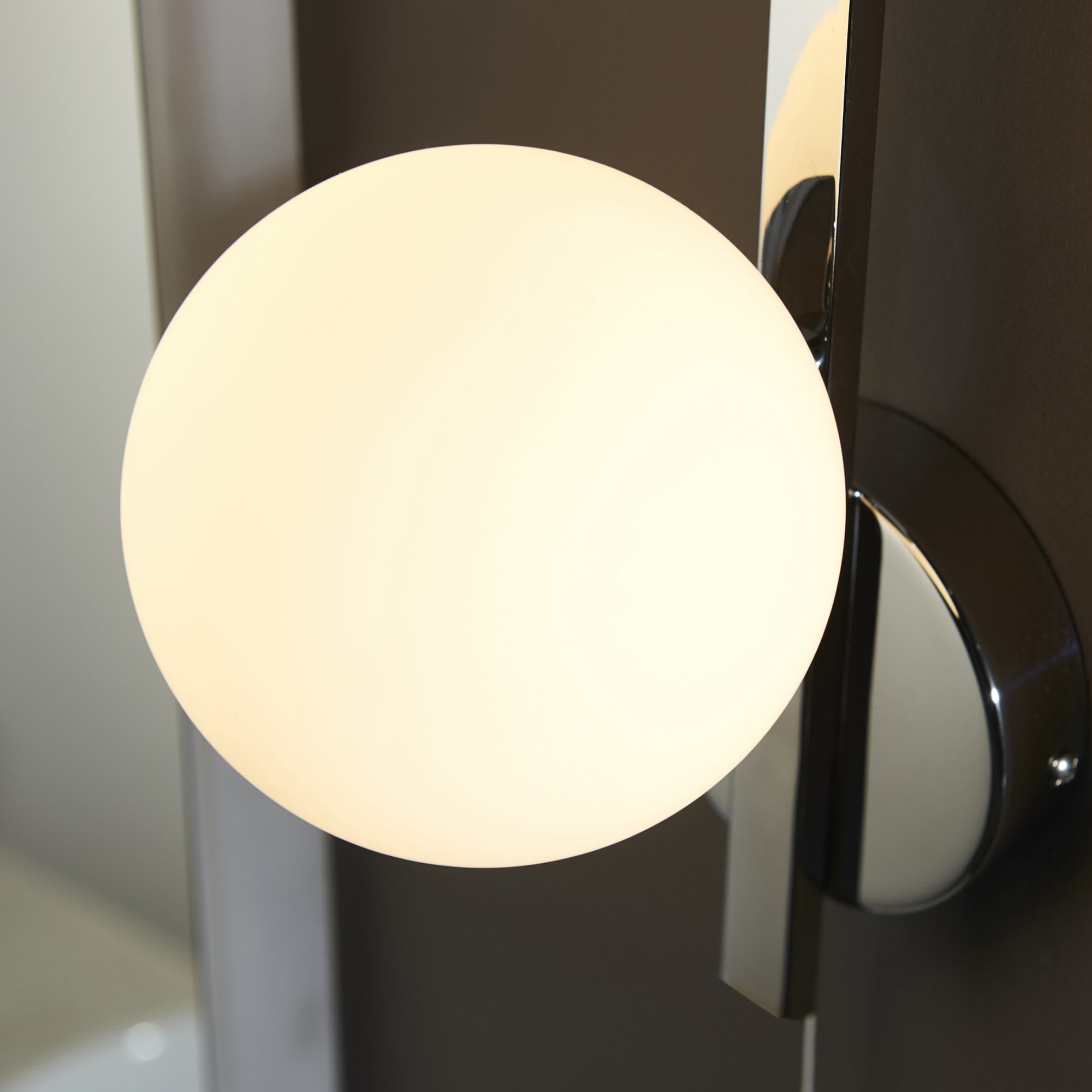 Utopia Linear Metal Wall Light - Chrome With White Globe