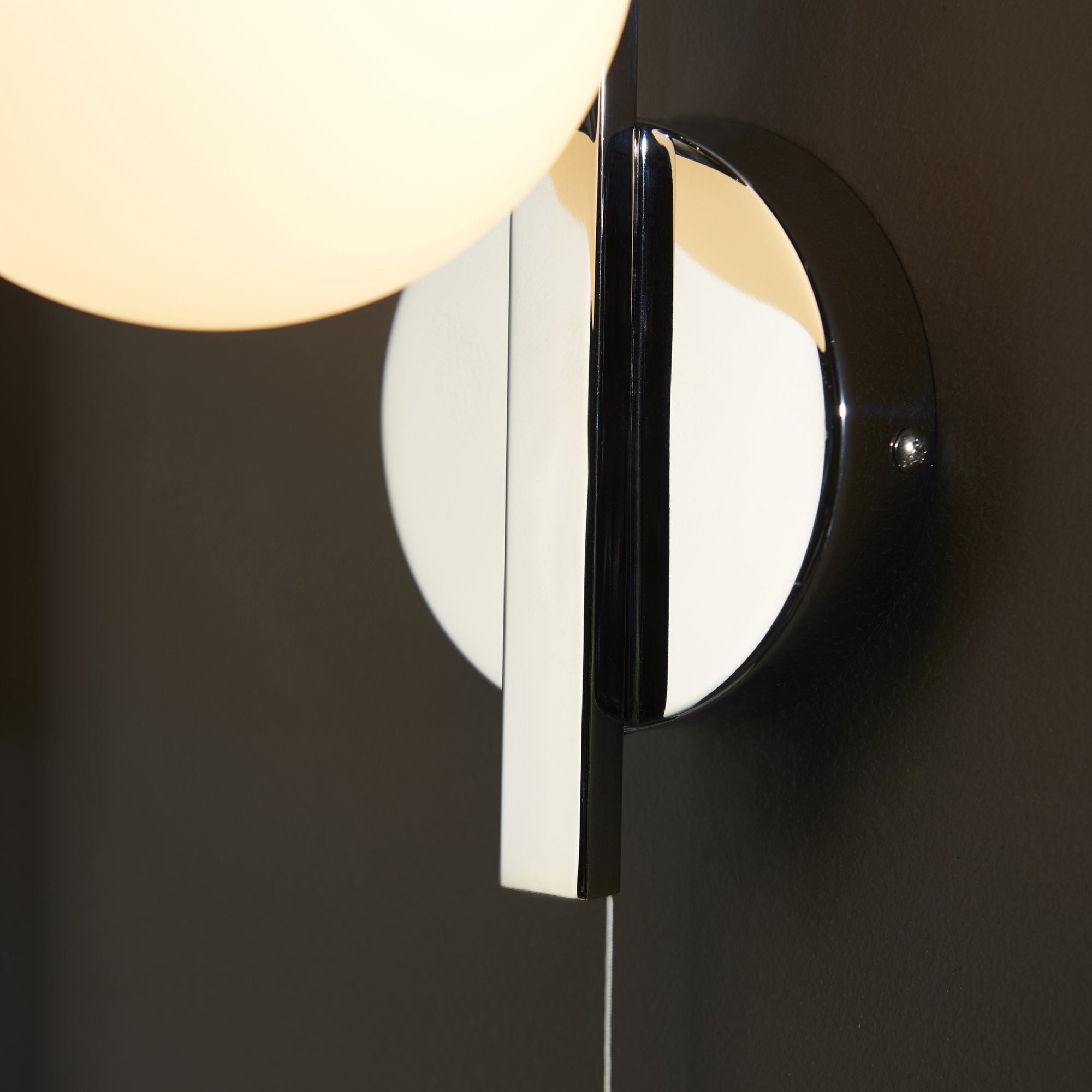 Utopia Linear Metal Wall Light - Chrome With White Globe