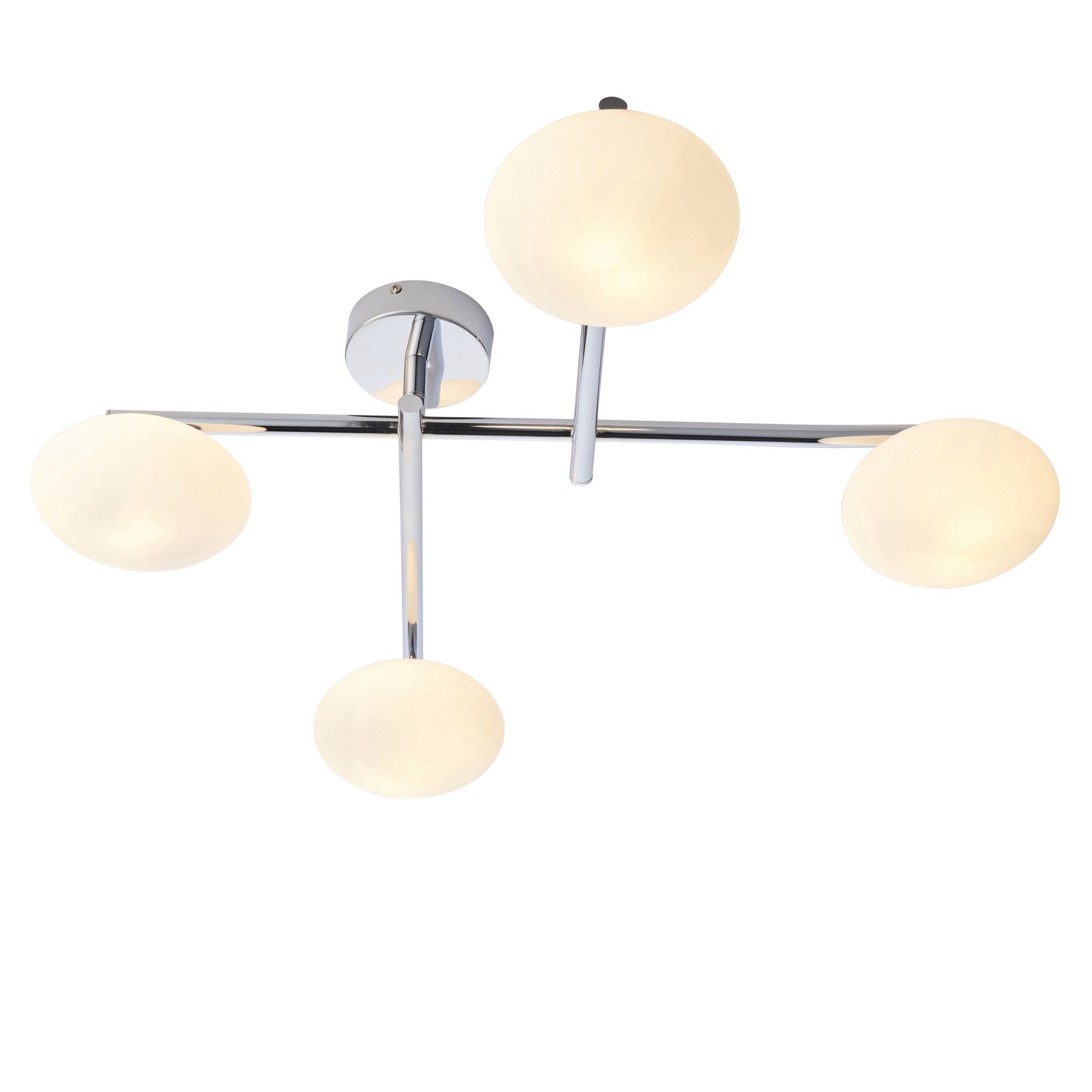 Endon Linear Metal Semi Flush Fitting - Chrome & White Globes