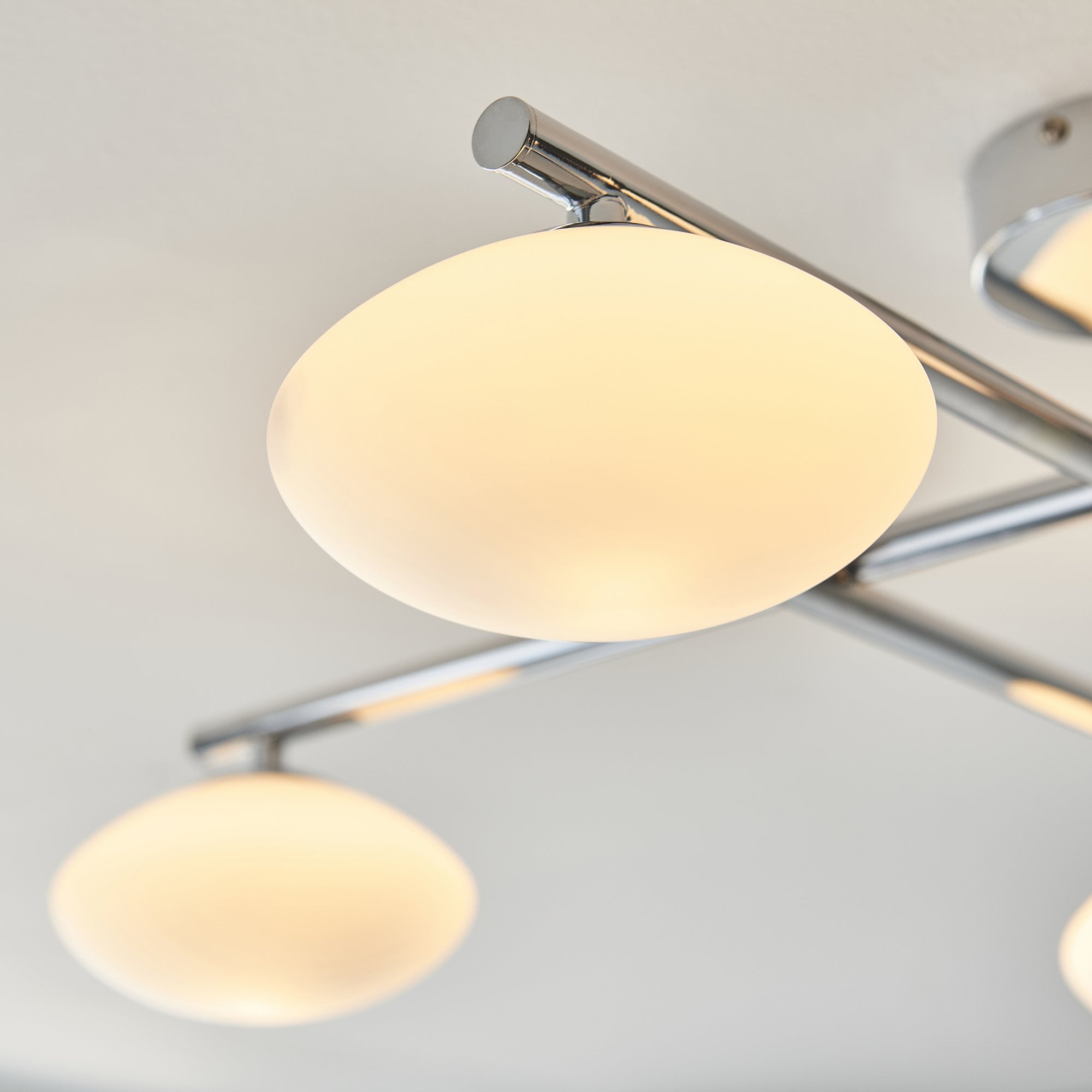 Utopia Linear Metal Semi Flush Fitting - Chrome With 4 White Globe
