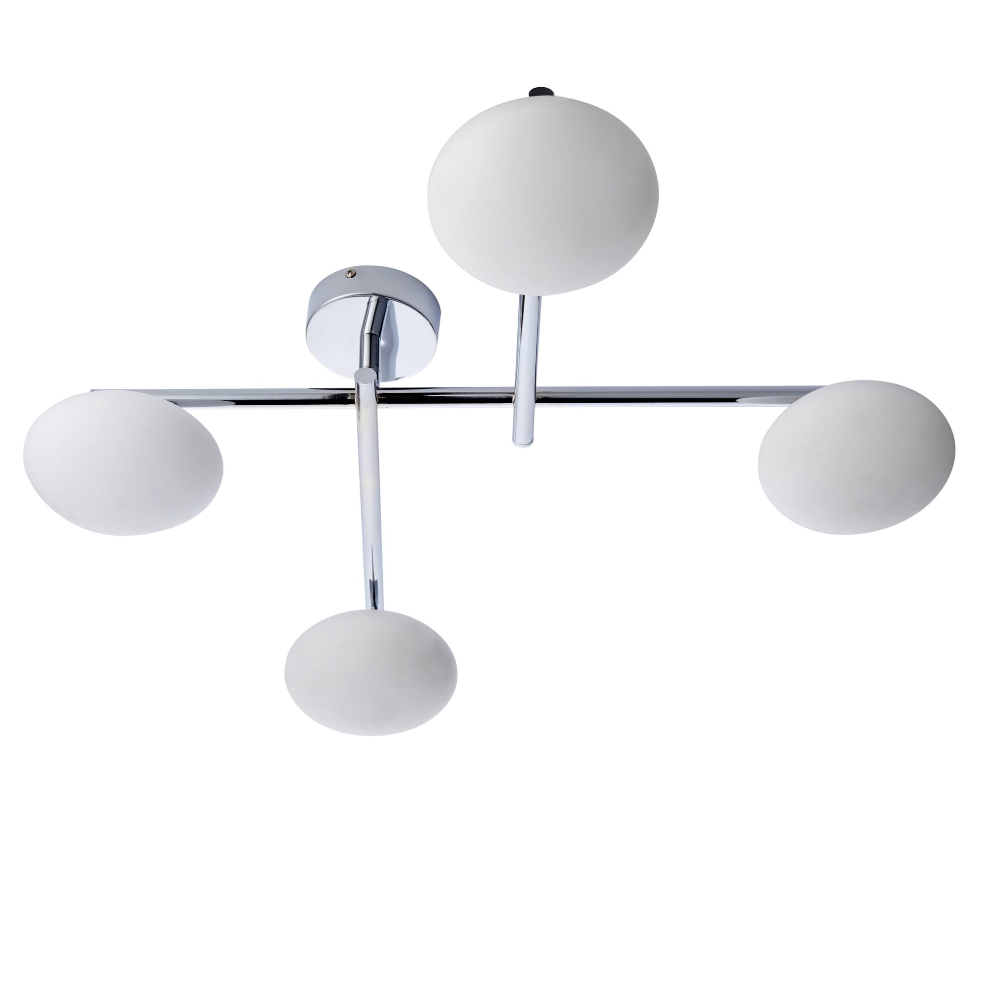 Utopia Linear Metal Semi Flush Fitting - Chrome With 4 White Globe