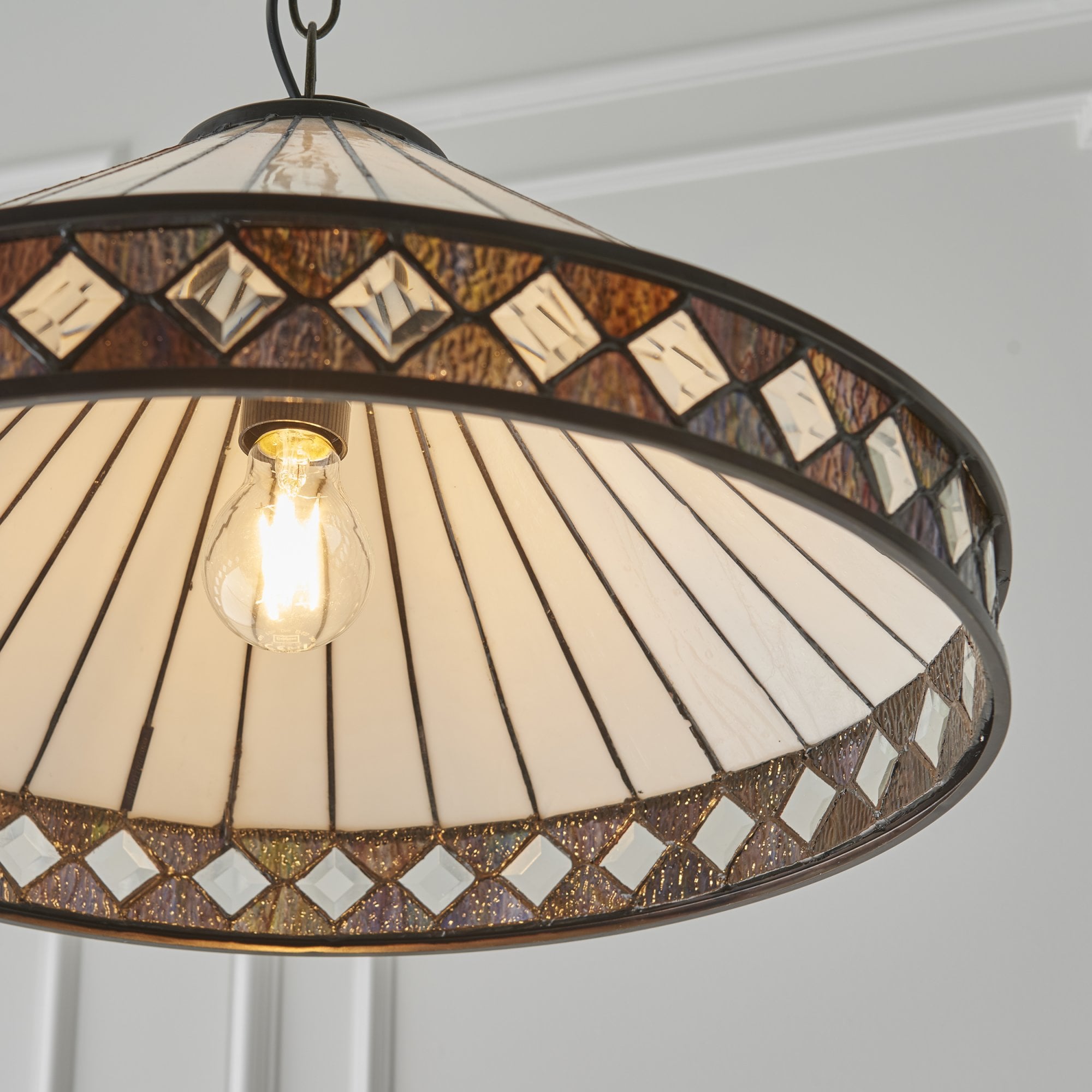 Interiors 1900 Fargo Large Single Pendant - Tiffany Glass