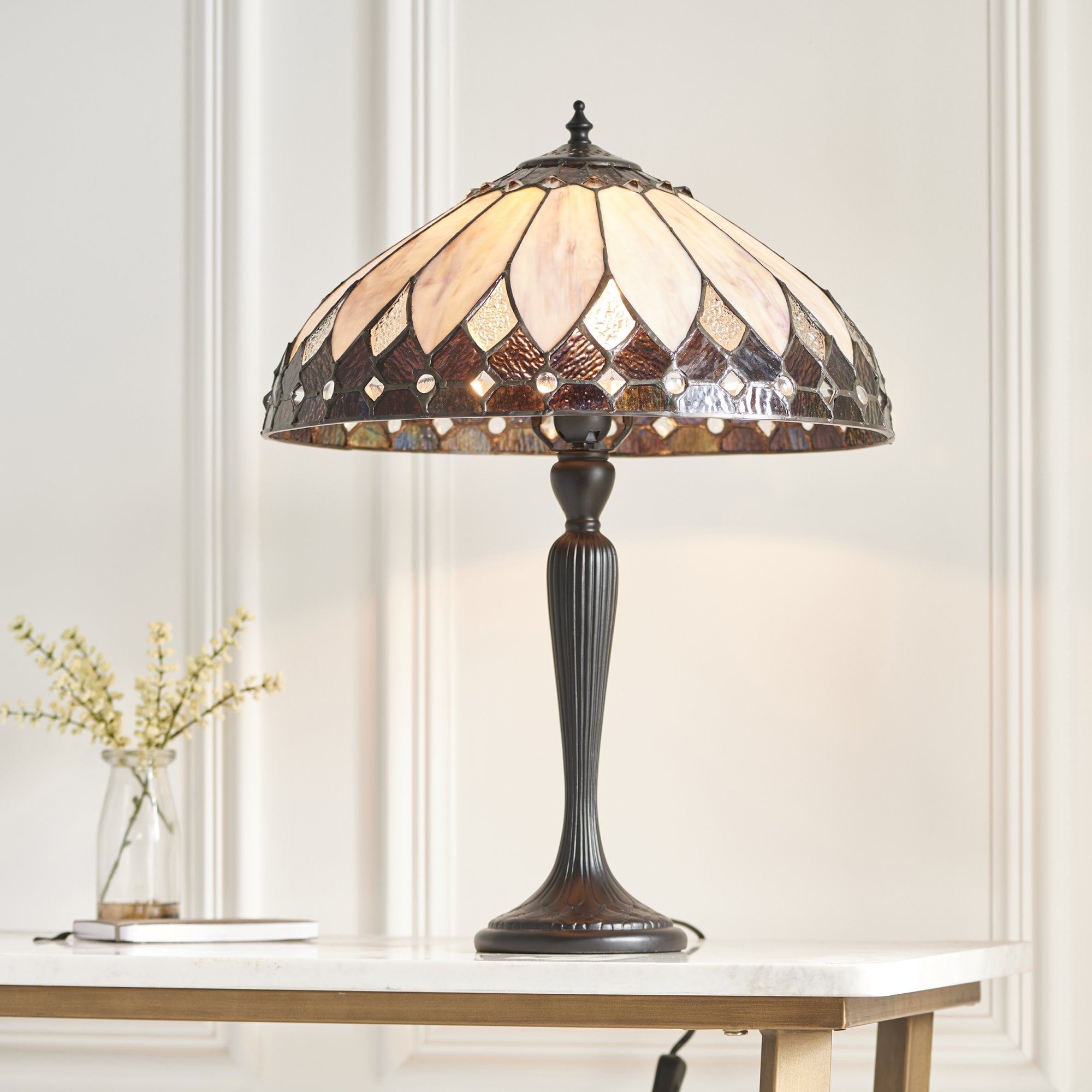 Interiors 1900 Brooklyn Medium Table Lamp - Tiffany Glass
