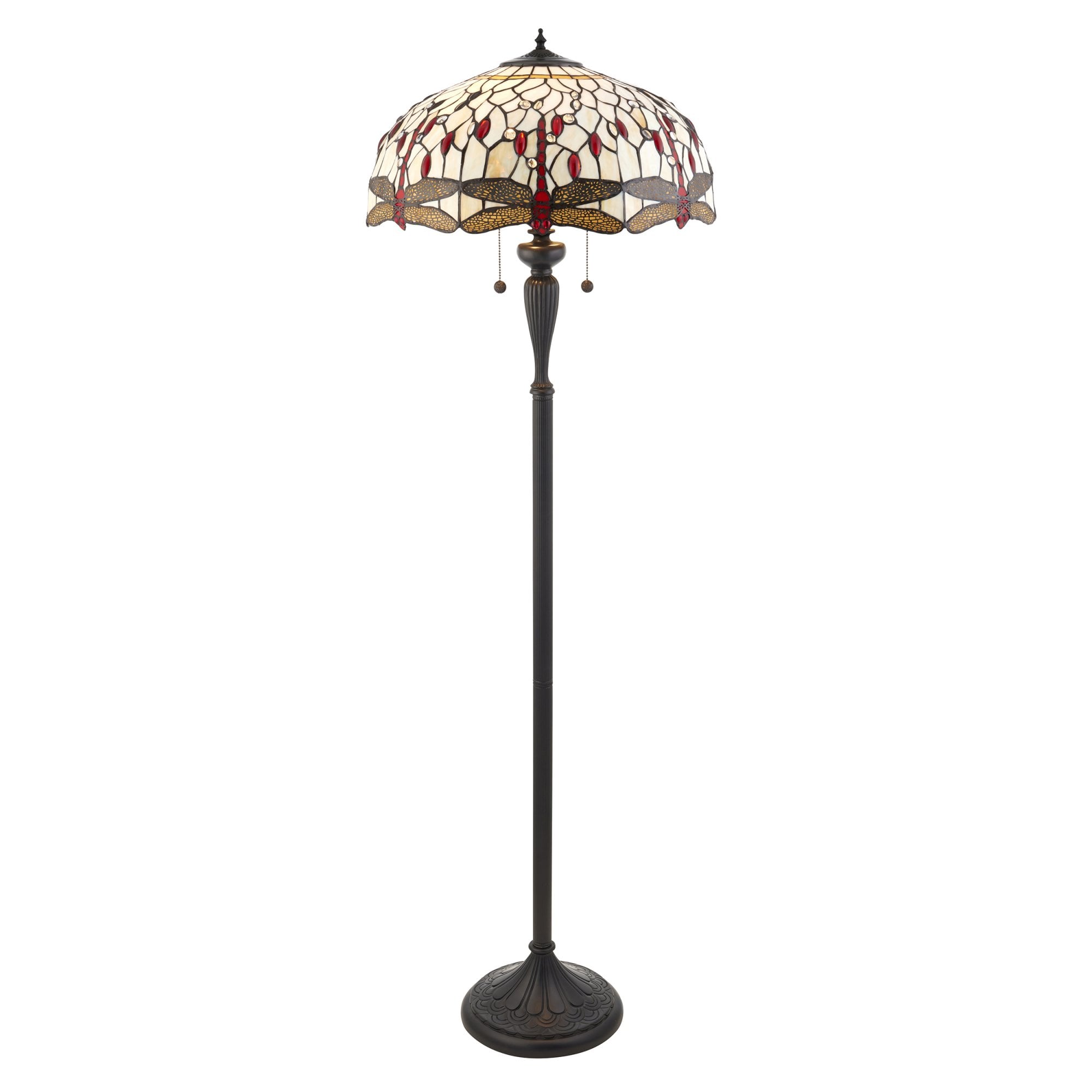 Interiors 1900 Dragonfly Beige Floor Lamp - Tiffany Glass