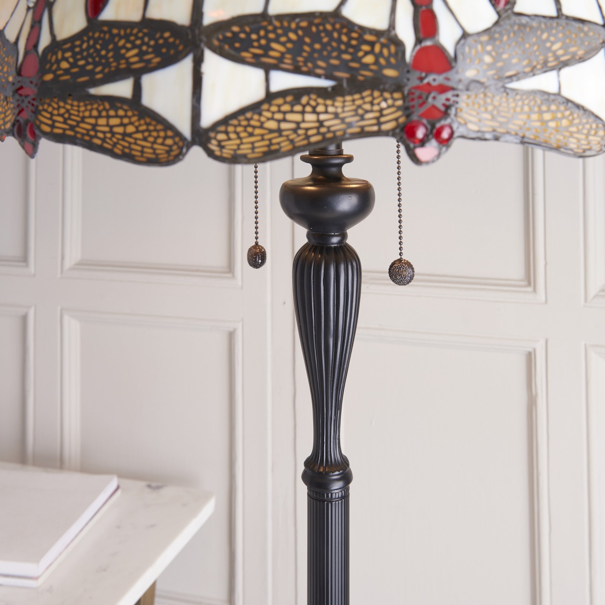Interiors 1900 Dragonfly Beige Floor Lamp - Tiffany Glass