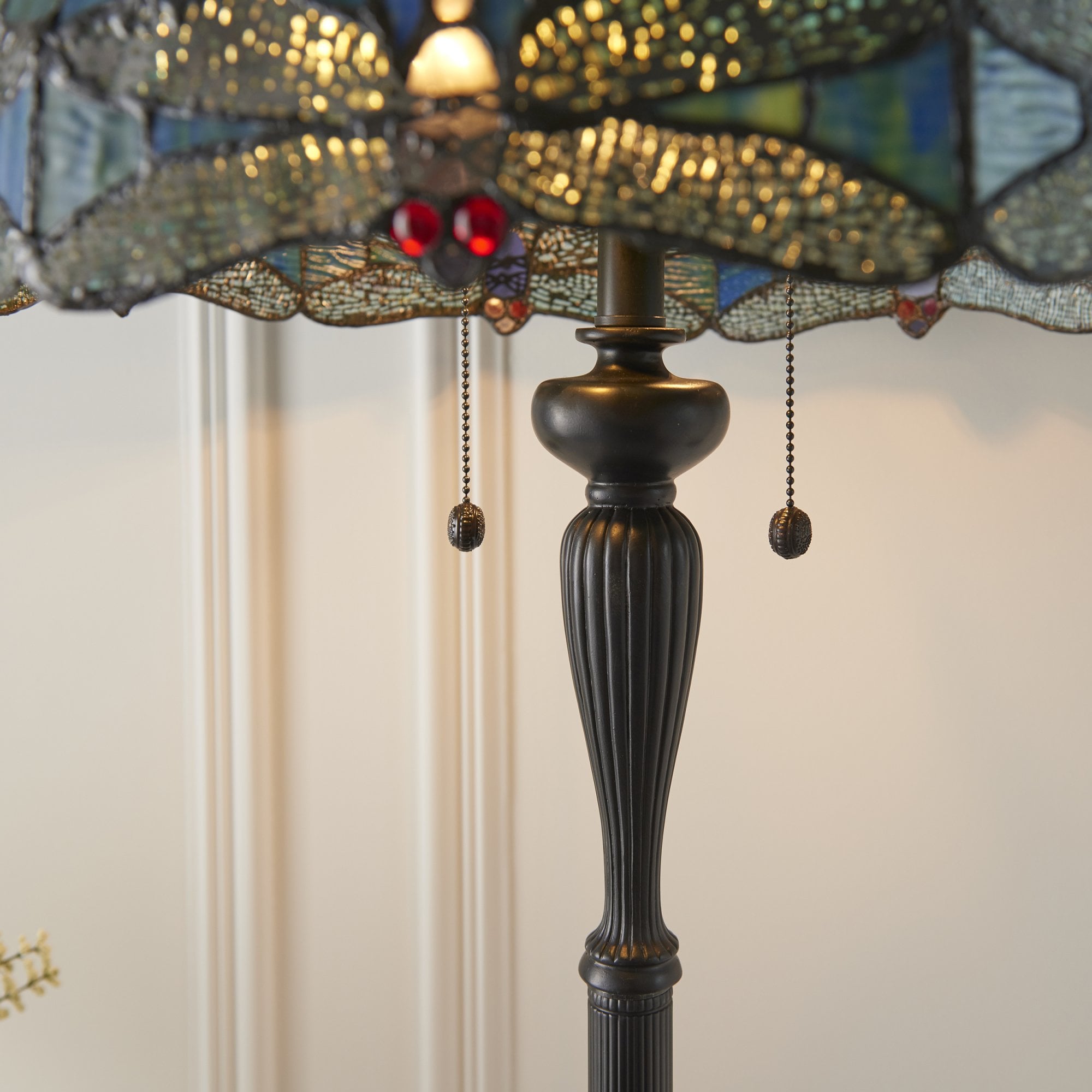 Interiors 1900 Dragonfly Blue Floor Lamp - Tiffany Glass