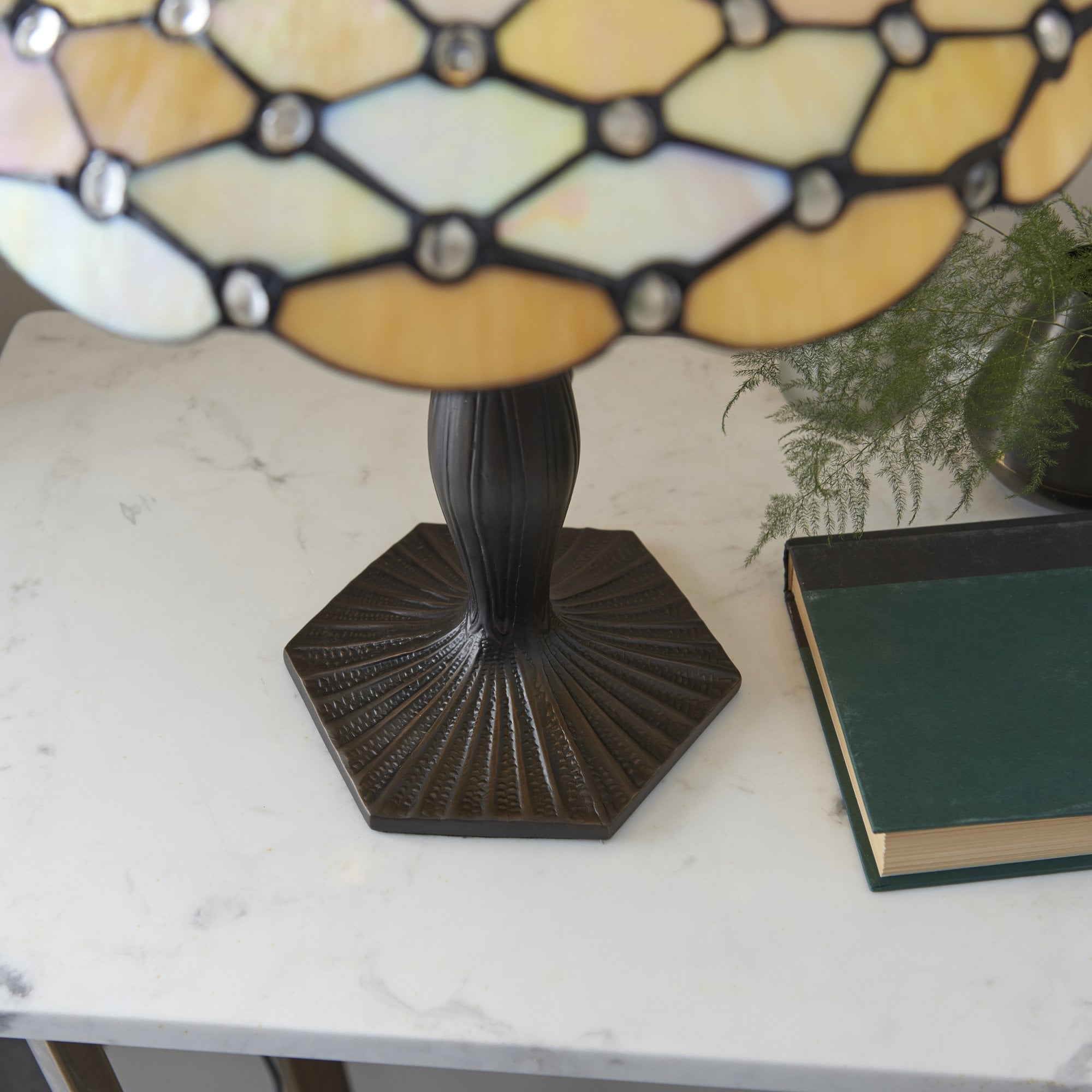 Interiors 1900 Pearl Medium Table Lamp - Tiffany Glass