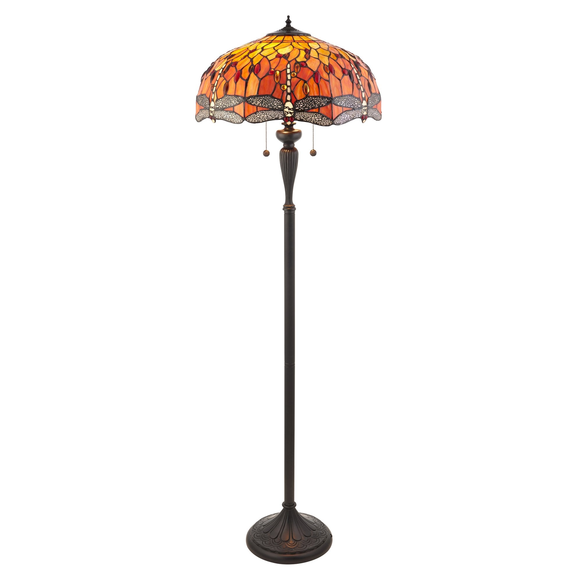 Interiors 1900 Dragonfly Flame Floor Lamp - Tiffany Glass