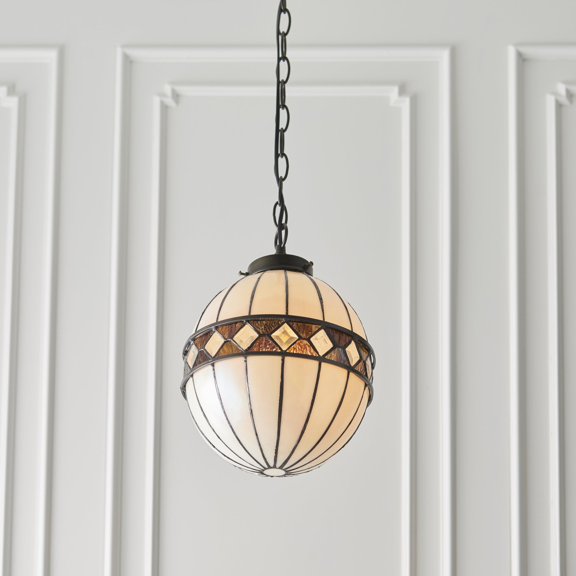 Interiors 1900 Fargo Small Globe Single Pendant - Tiffany Glass