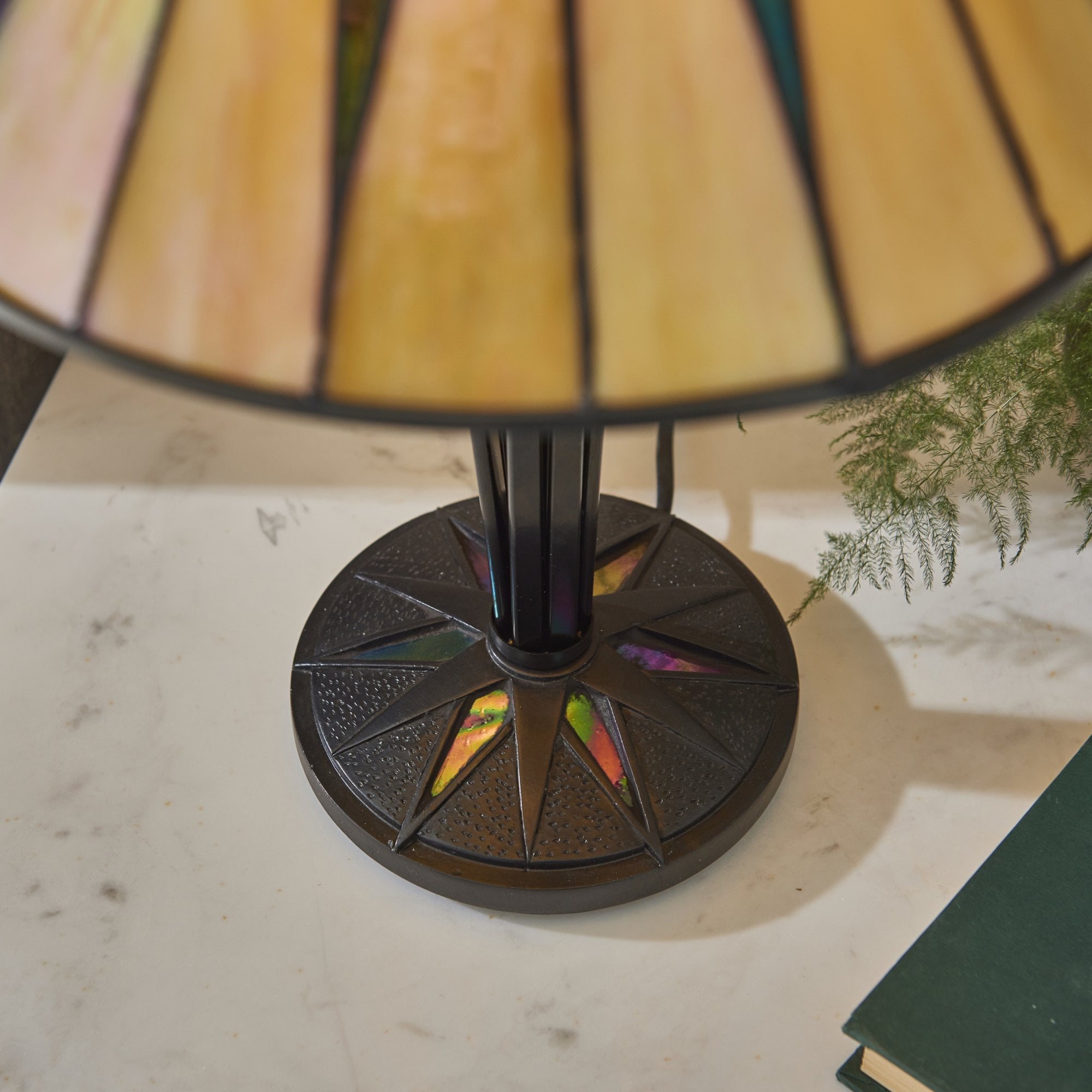 Interiors 1900 Dark Star Small Table Lamp - Tiffany Glass
