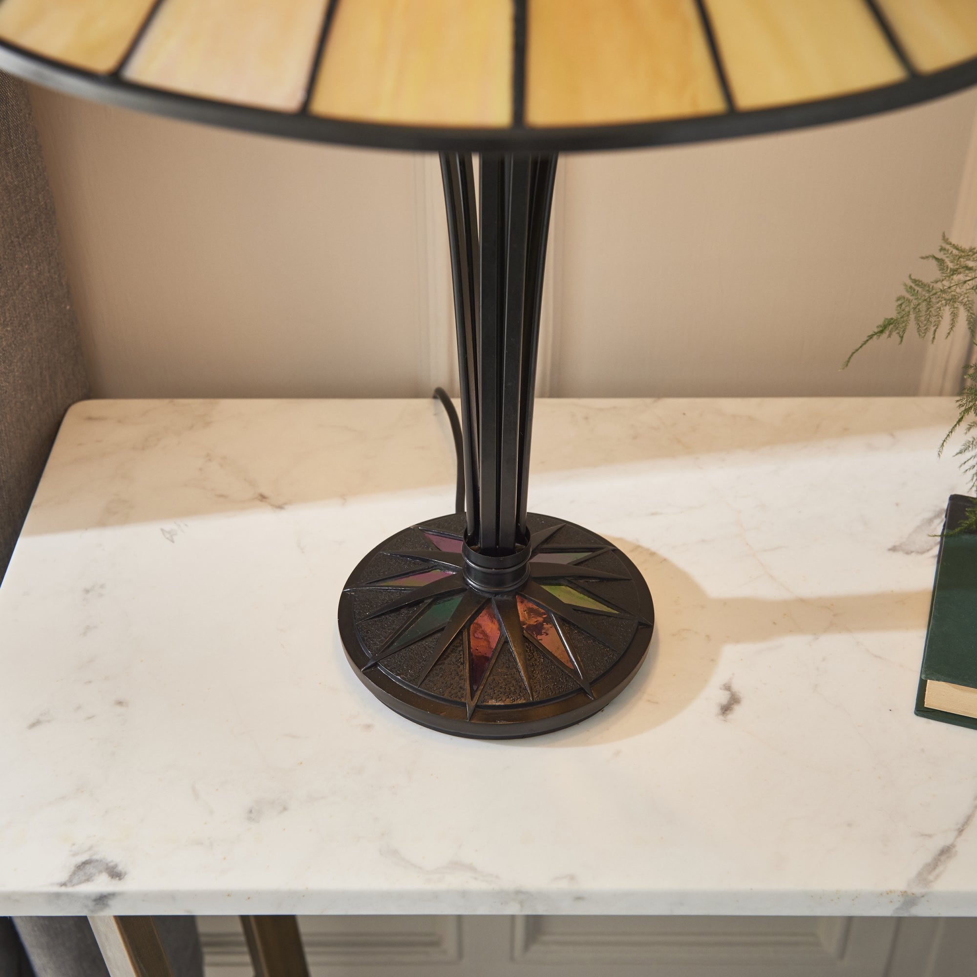 Interiors 1900 Dark Star Large Table Lamp - Tiffany Glass