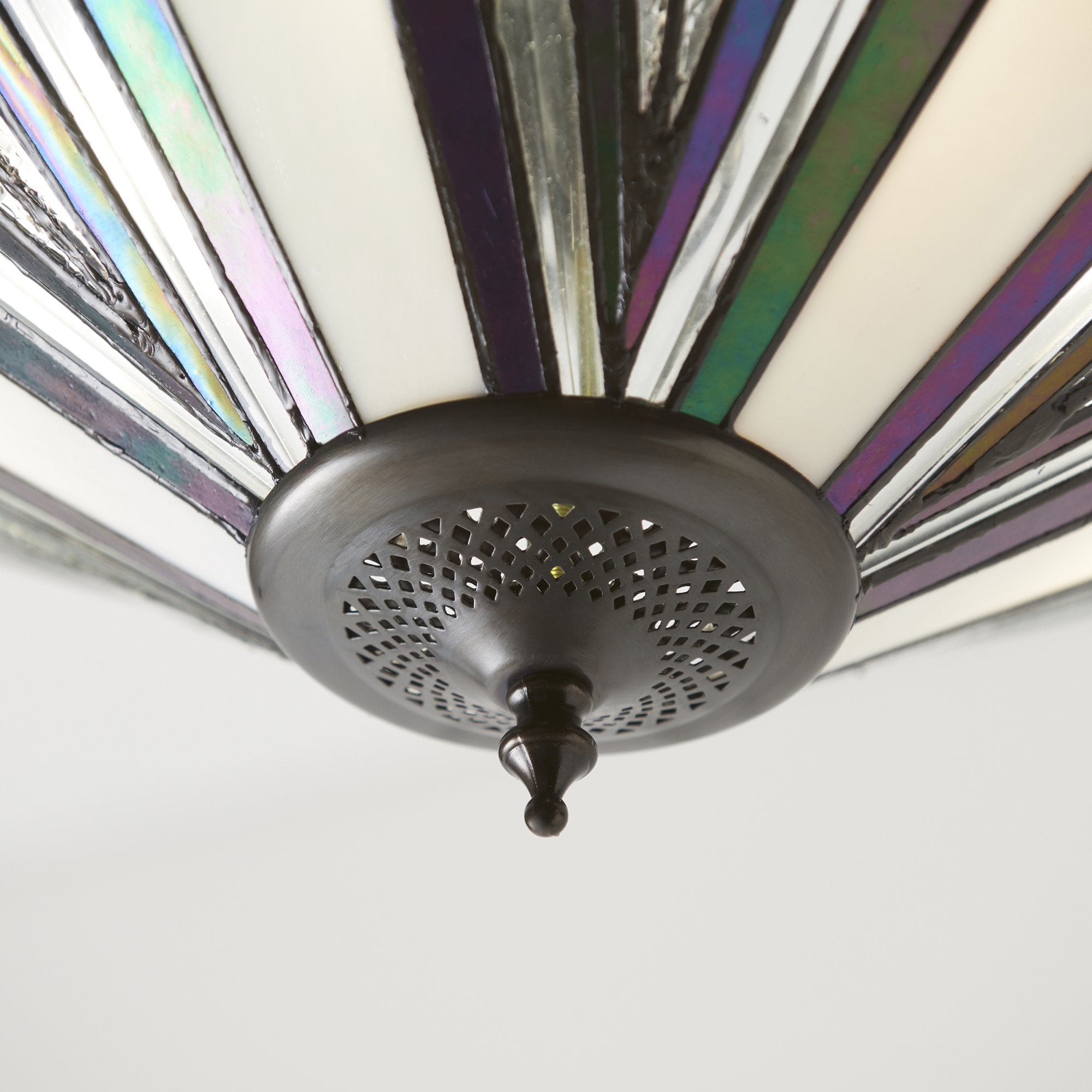Interiors 1900 Astoria Large Inverted 3 Light Pendant - Tiffany Glass