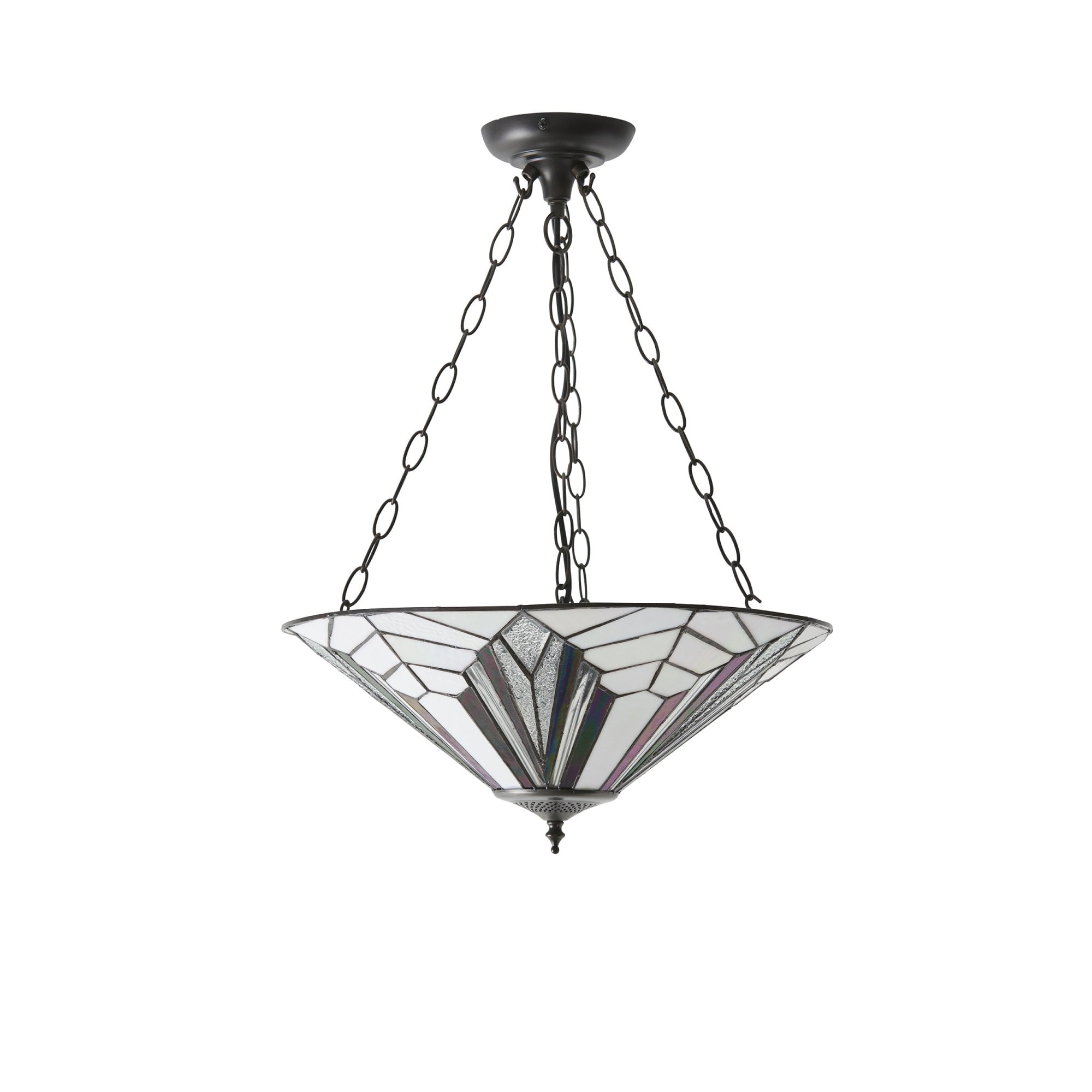 Interiors 1900 Astoria Large Inverted 3 Light Pendant - Tiffany Glass