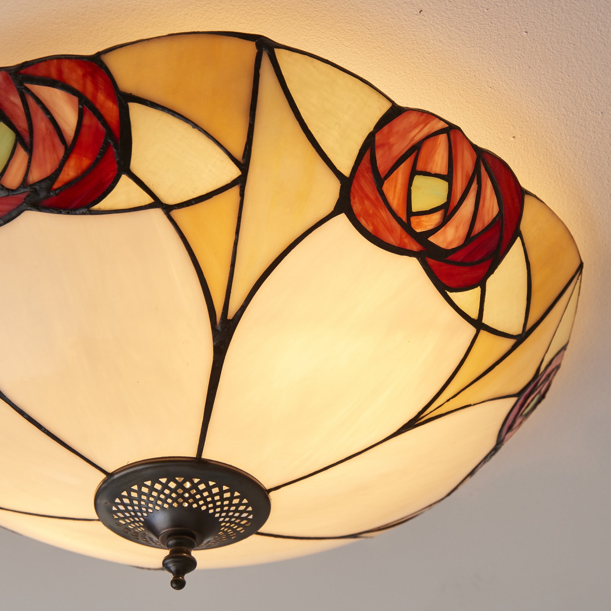Interiors 1900 Ingram Large 2 Light Flush Fitting - Tiffany Glass