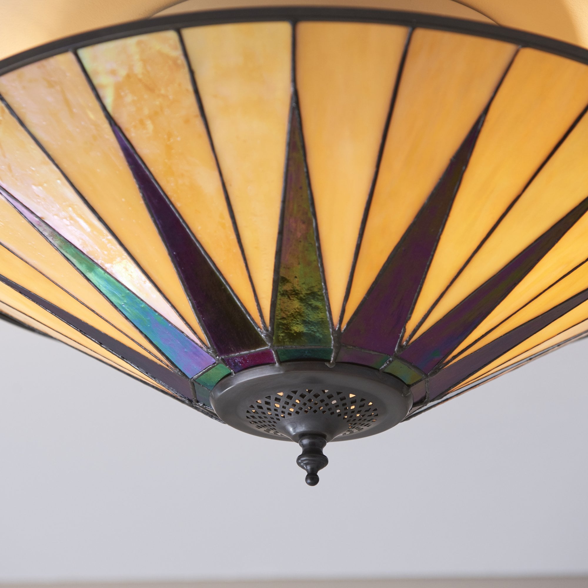 Interiors 1900 Dark Star Large 2 Light Flush Fitting - Tiffany Glass