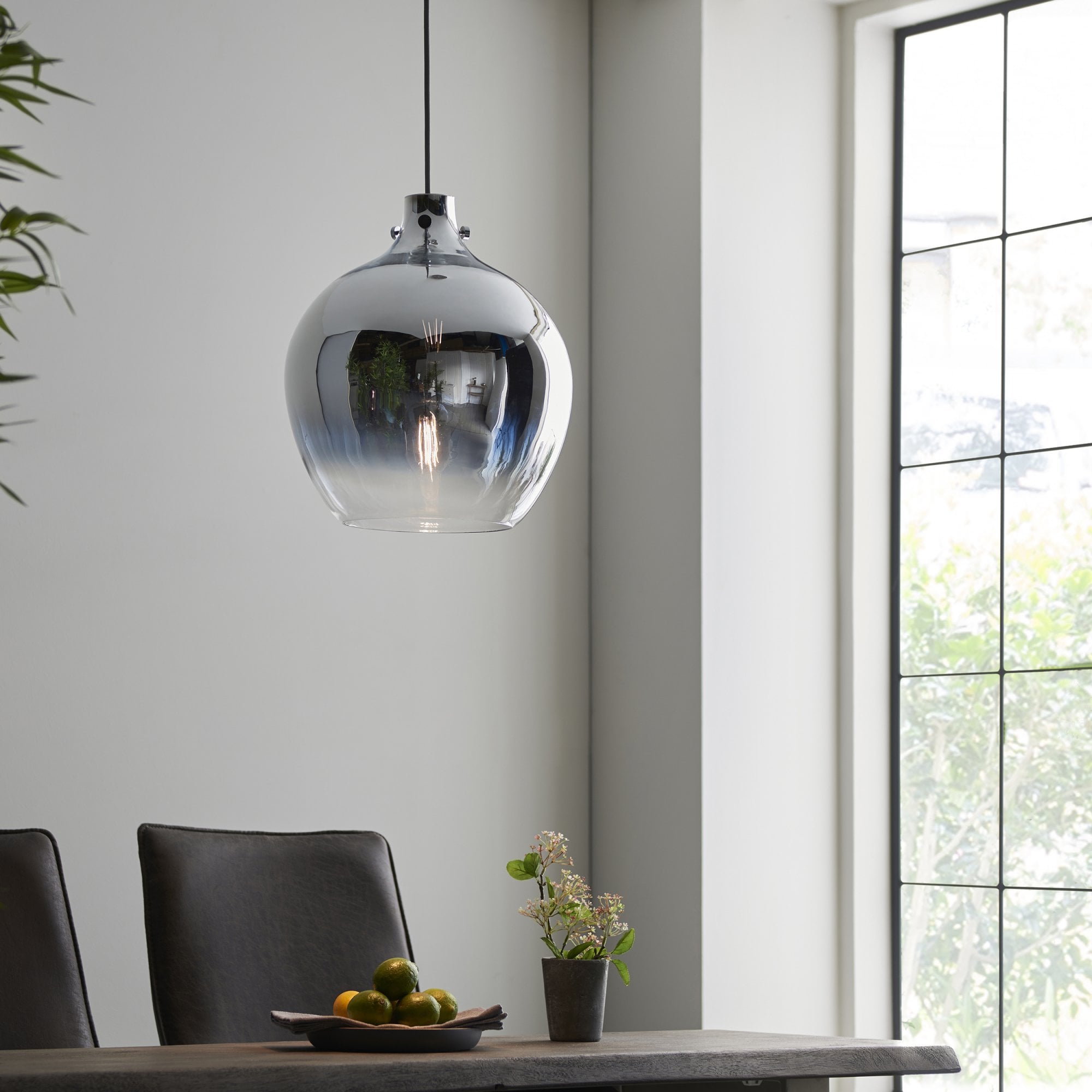 Endon Chromatic Single Light Pendant - Ombre Effect Chrome