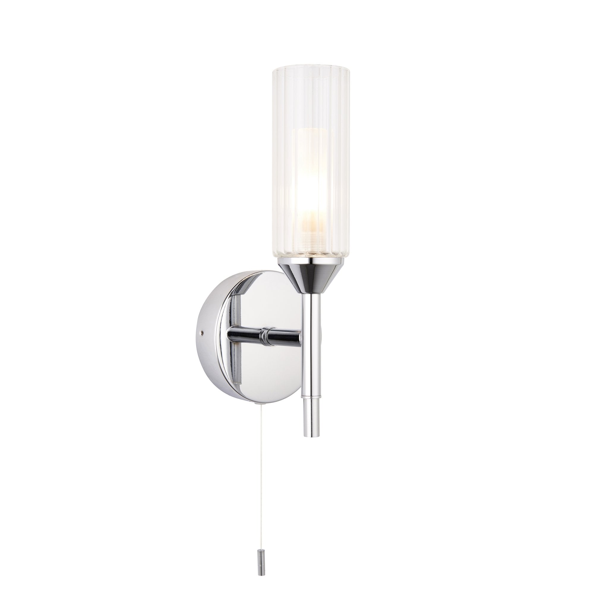 Endon Flute Single Wall Light - Frosted, Ribbed Glass & Chrome