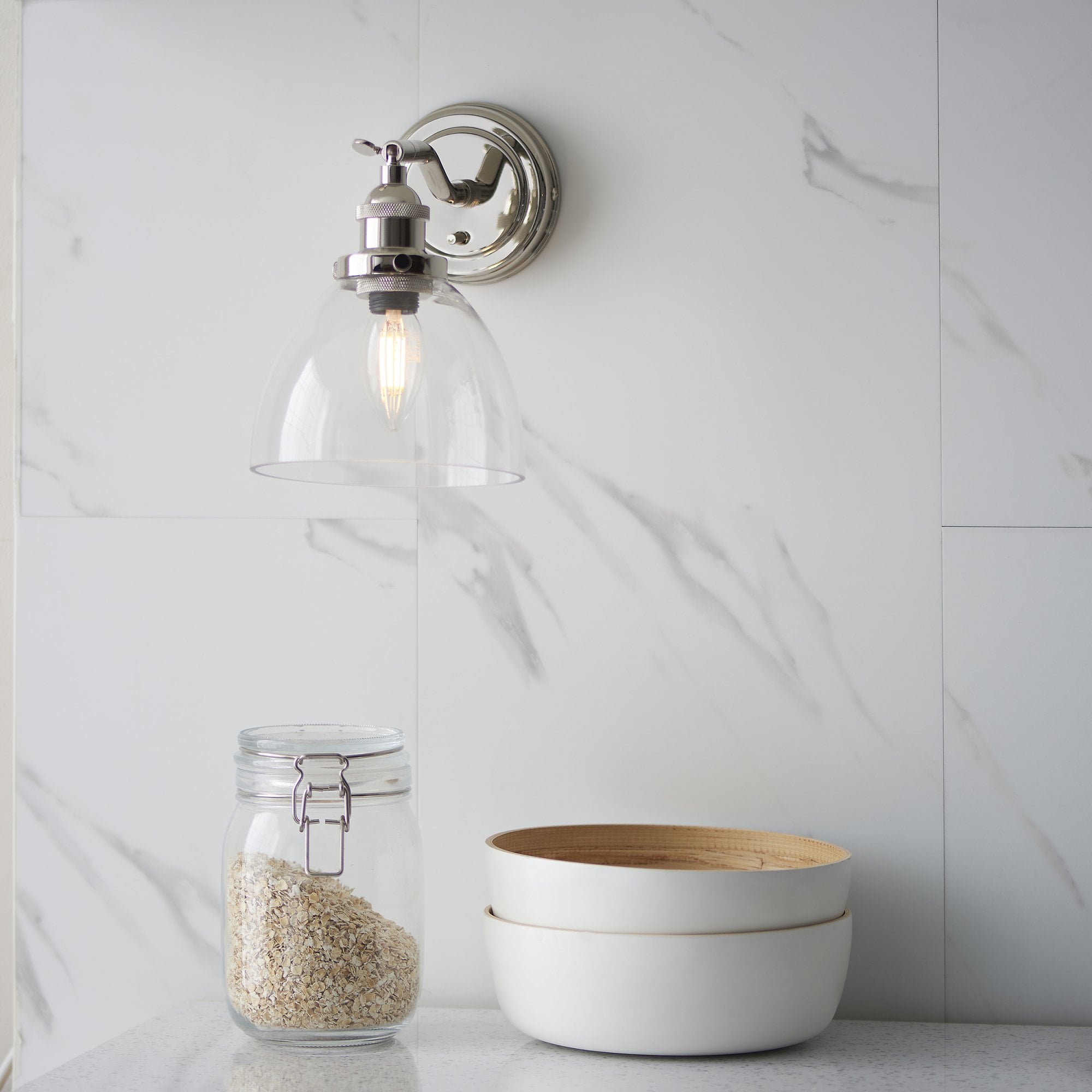 Endon Hansen Single Wall Light - Bright Nickel
