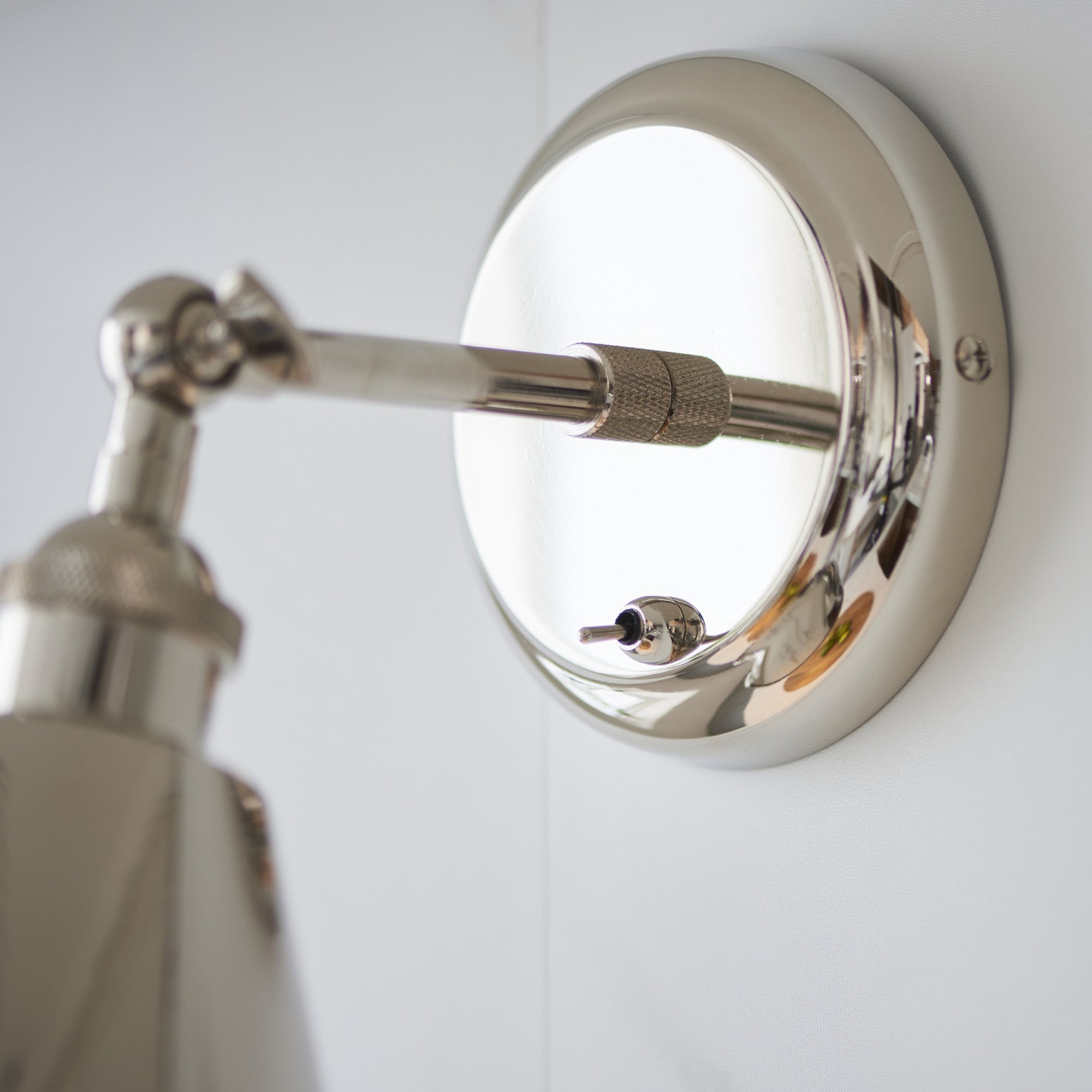 Endon Hal Single Wall Light - Bright Nickel & Satin White