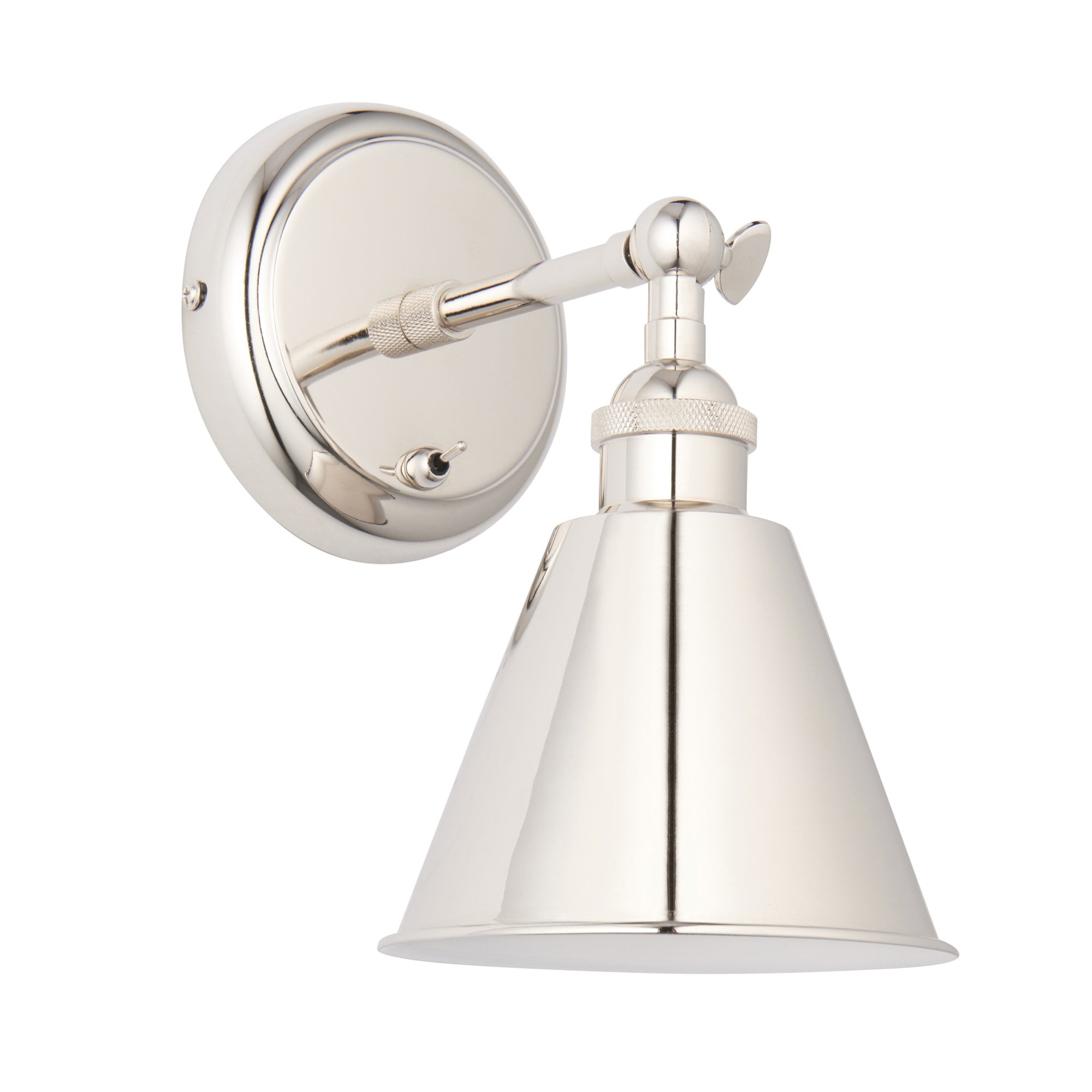 Endon Hal Single Wall Light - Bright Nickel & Satin White