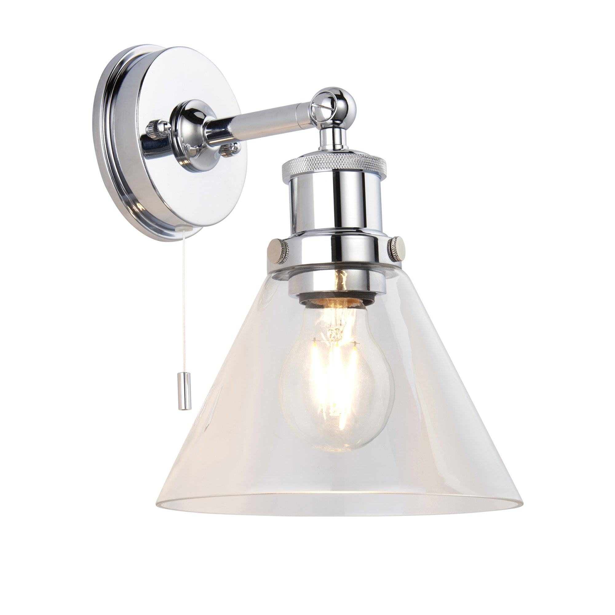 Utopia Maldon IP44 Wall Light - Chrome Plated & Clear Coned Glass
