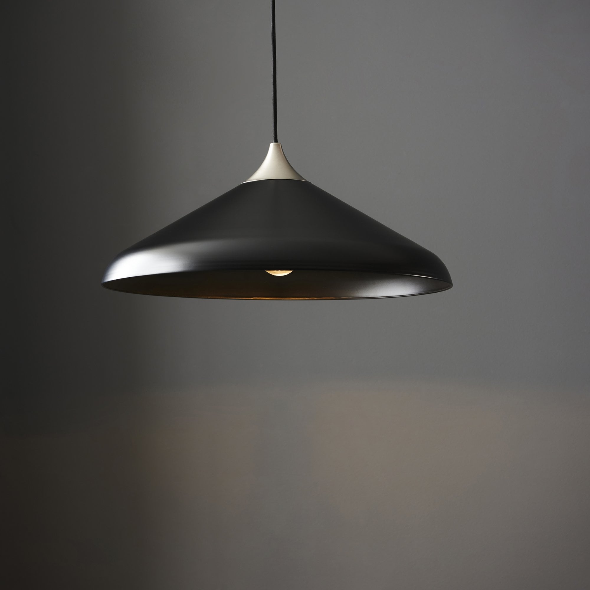 Endon Smooth Coned Ceiling Pendant Pendant - Matt Black & Matt Nickel Plate
