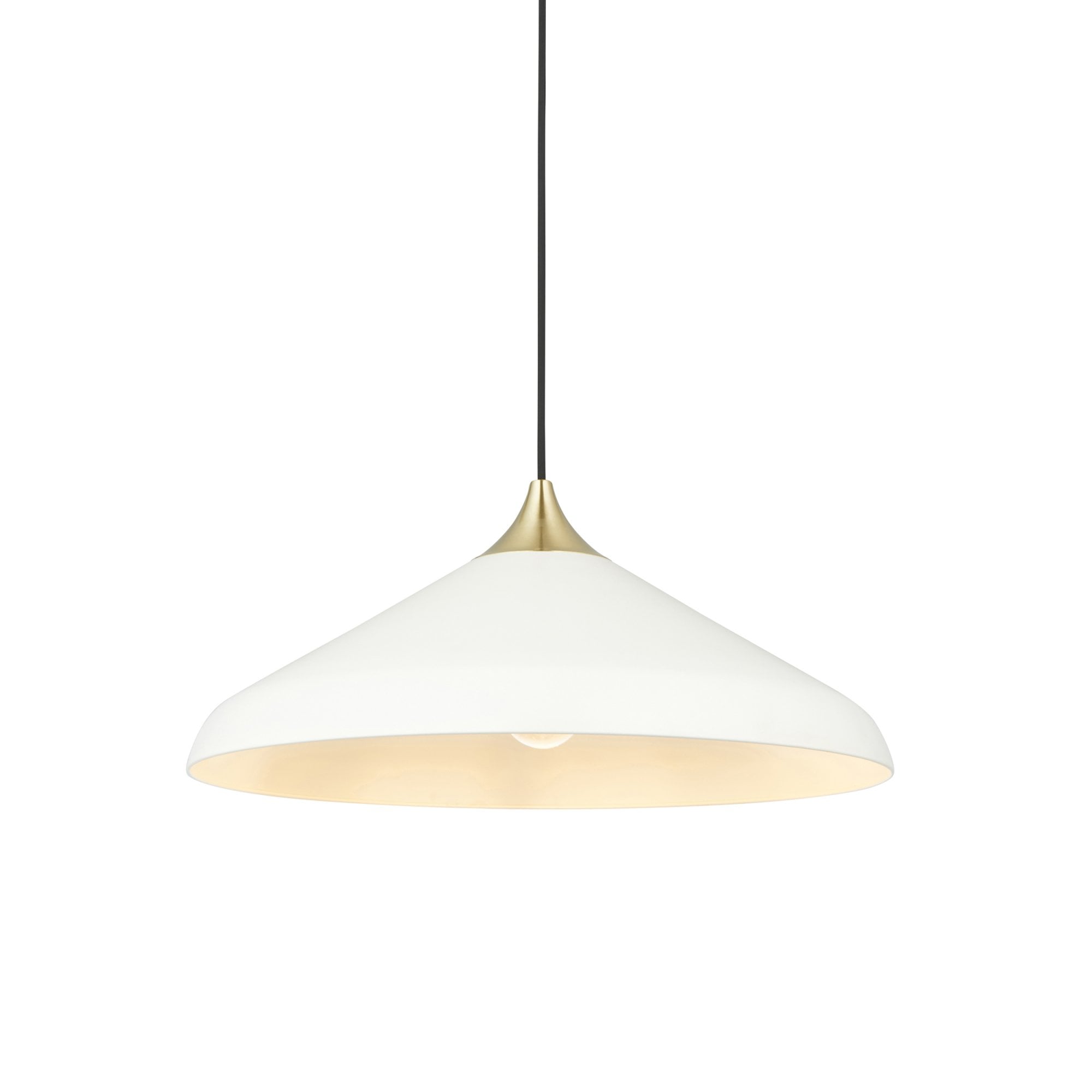 Endon Smooth Coned Ceiling Pendant - Brushed Brass Plate & Warm White