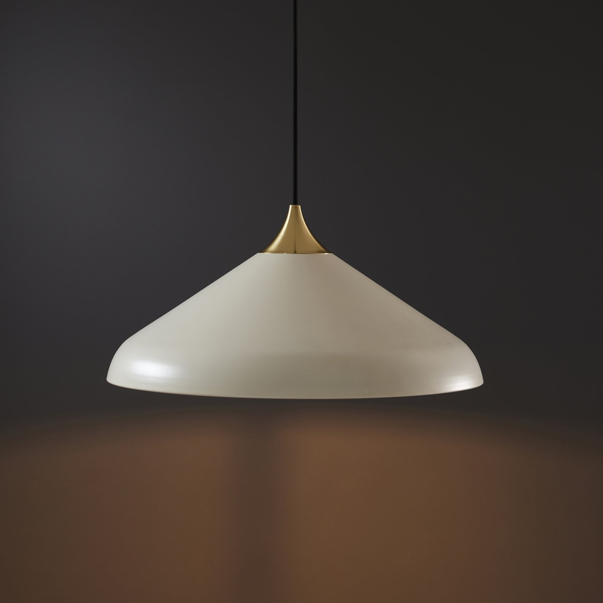Endon Smooth Coned Ceiling Pendant - Brushed Brass Plate & Warm White