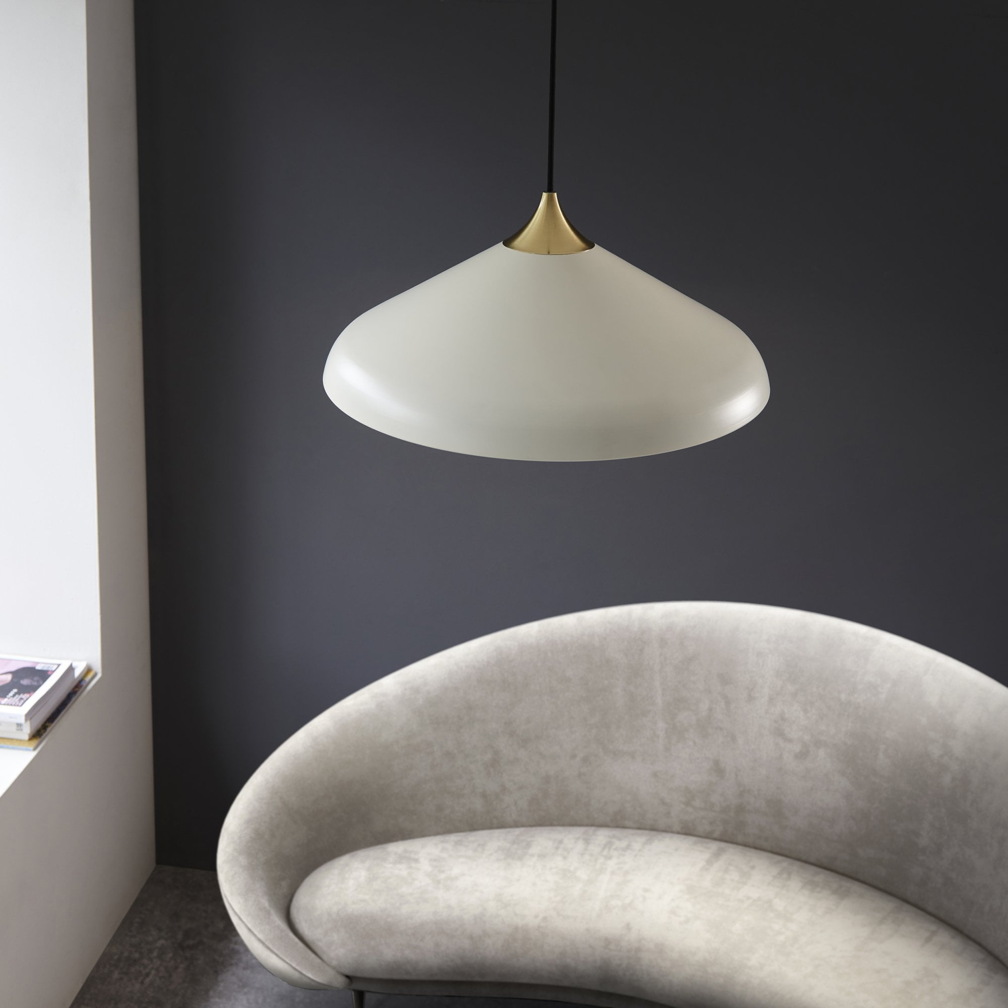 Endon Smooth Coned Ceiling Pendant - Brushed Brass Plate & Warm White