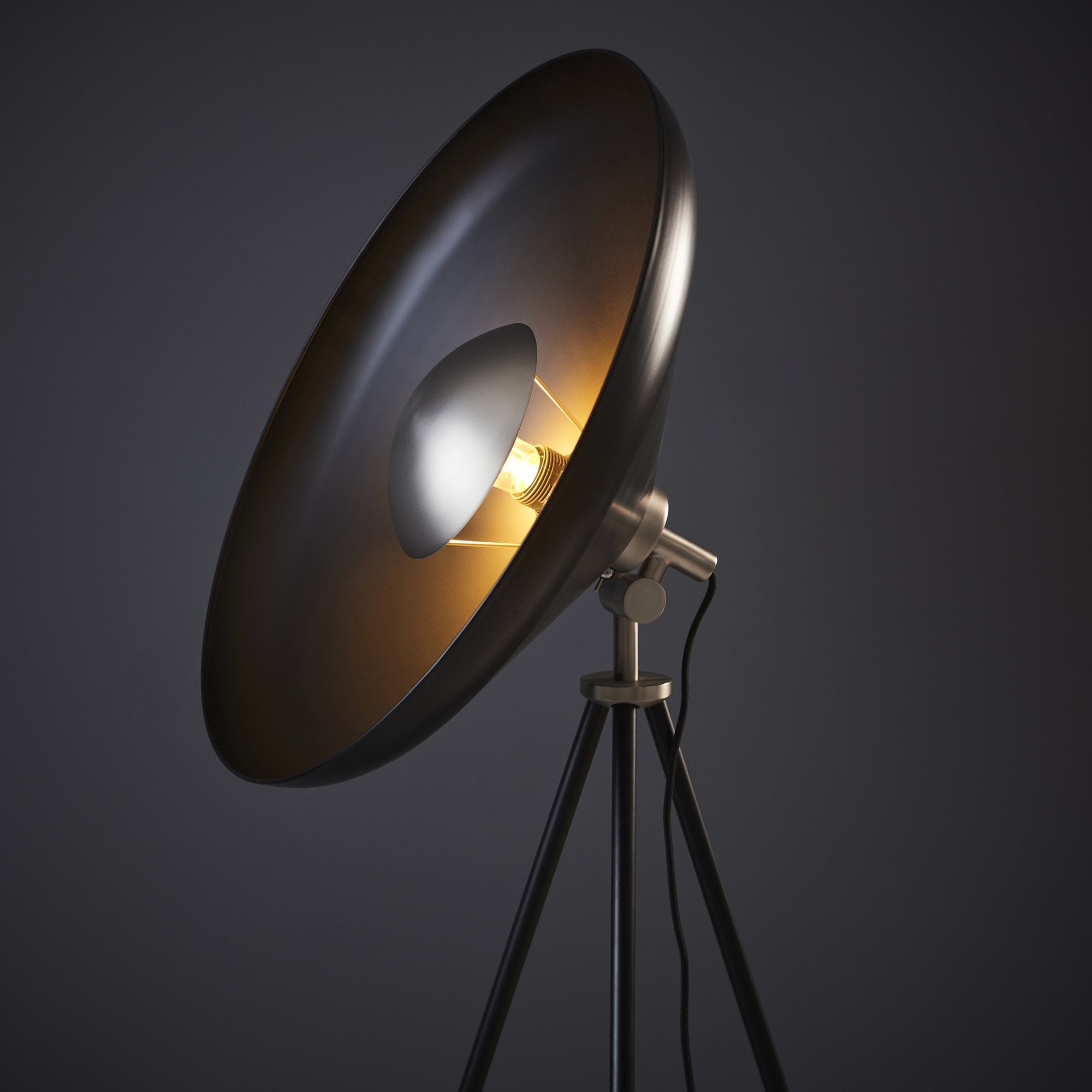 Utopia Satellite Coned Floor Light - Matt Black & Matt Nickel Plate
